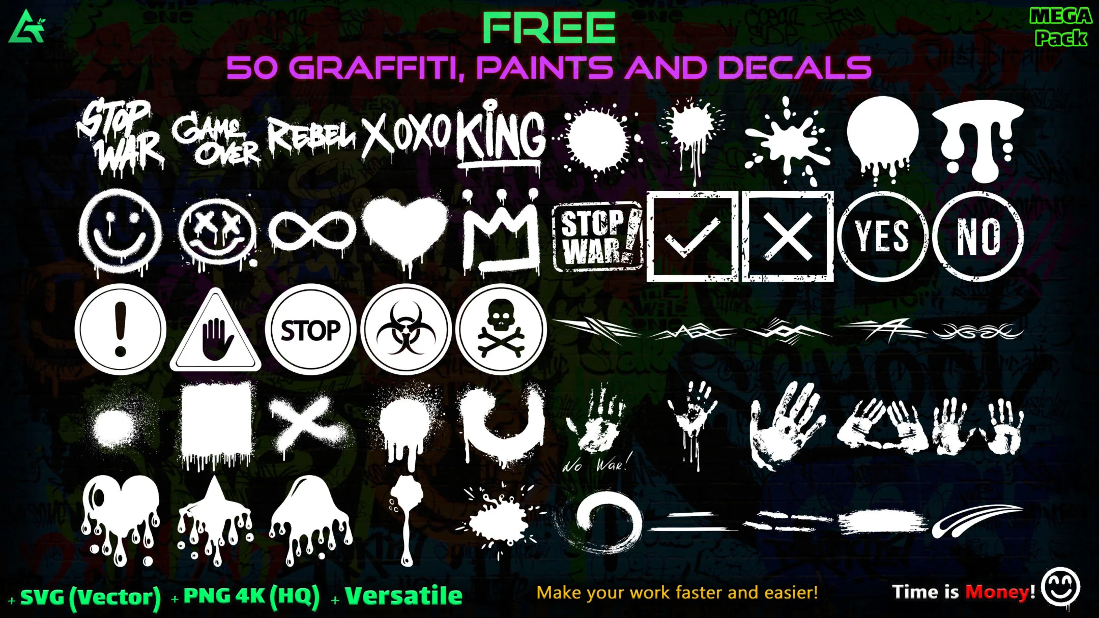 1850 Hand Painted Alpha Graffiti, Paints &amp; Decals (MEGA Pack) - Vol 12