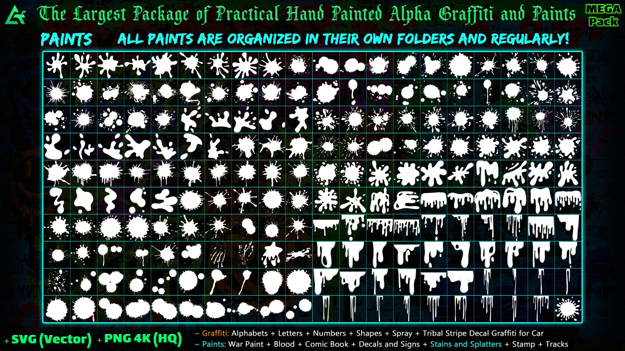 1850 Hand Painted Alpha Graffiti, Paints &amp; Decals (MEGA Pack) - Vol 12