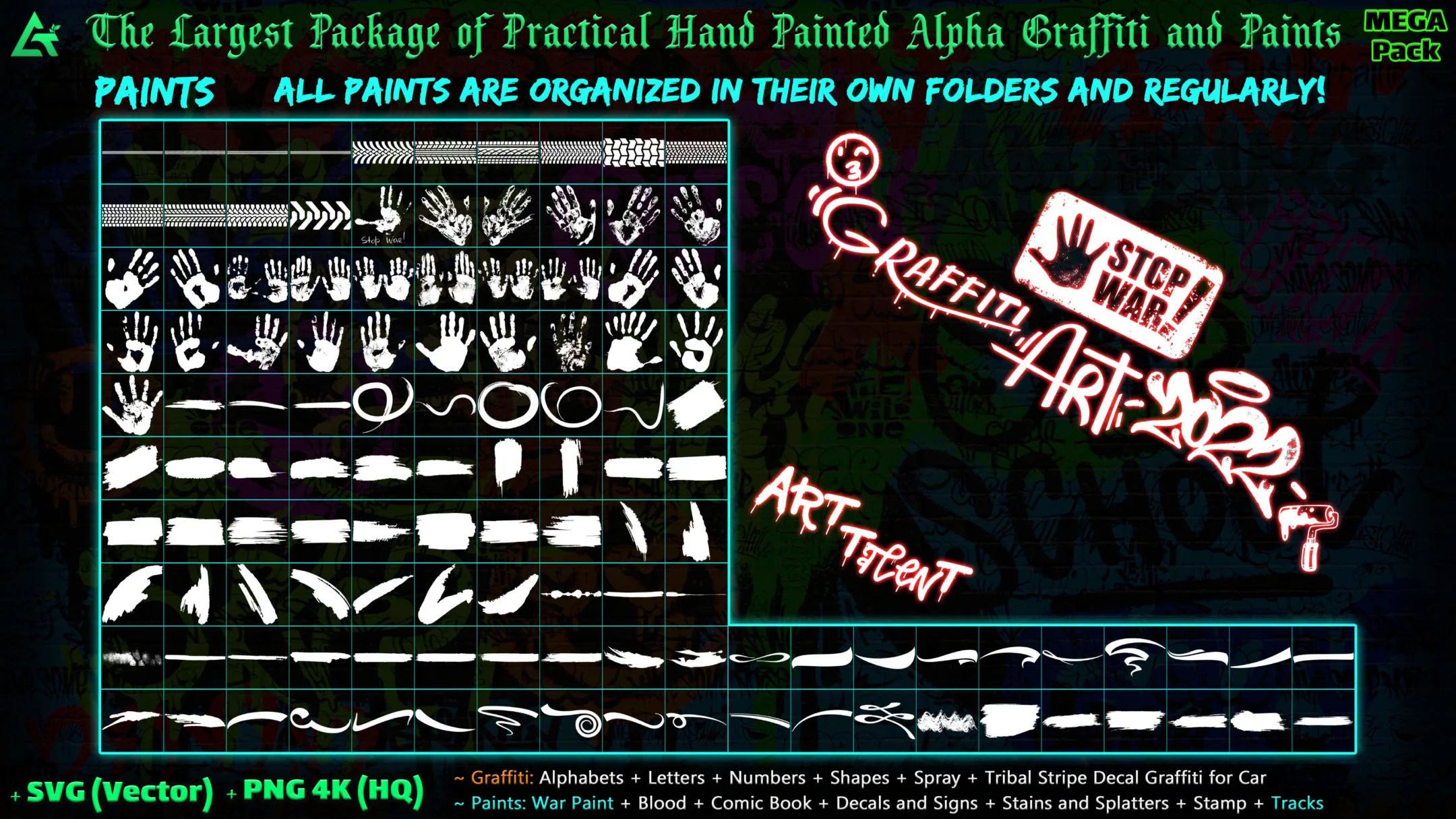 1850 Hand Painted Alpha Graffiti, Paints &amp; Decals (MEGA Pack) - Vol 12