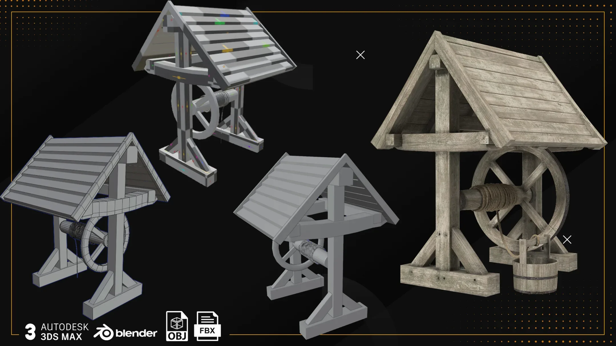 Low Poly Well Pack Bacemesh