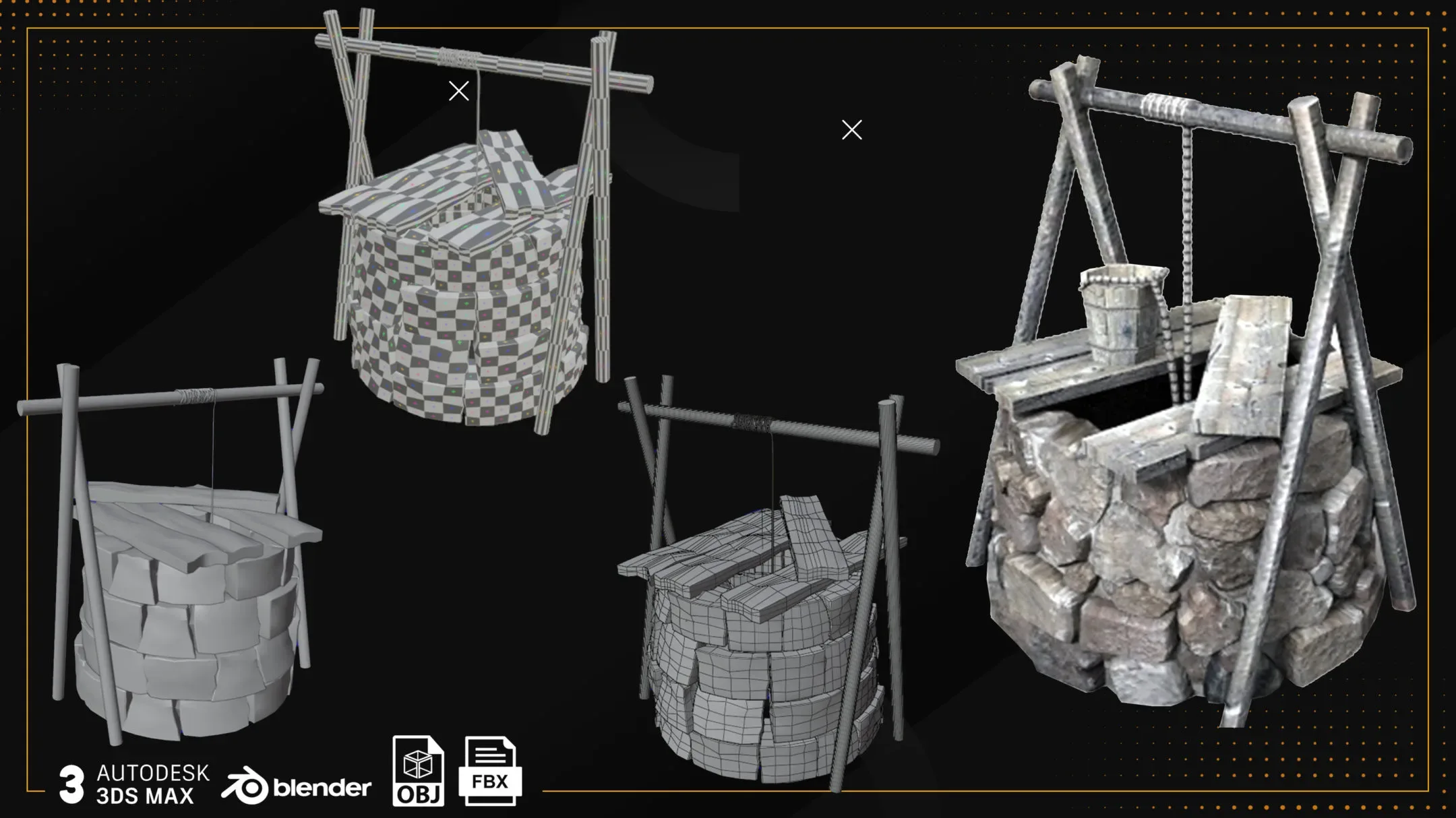 Low Poly Well Pack Bacemesh