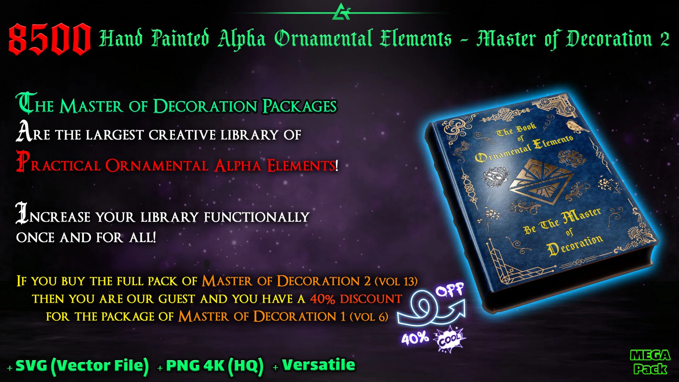 8500 Hand Painted Alpha Ornamental Elements (Master of Decoration 2) - MEGA Pack - Vol 13