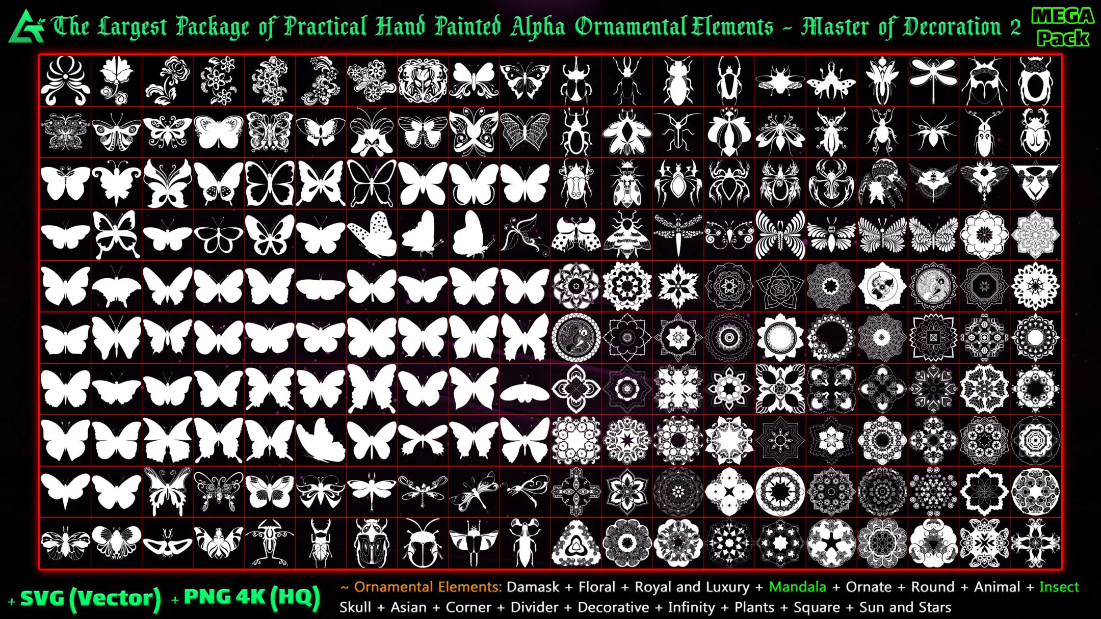 8500 Hand Painted Alpha Ornamental Elements (Master of Decoration 2) - MEGA Pack - Vol 13