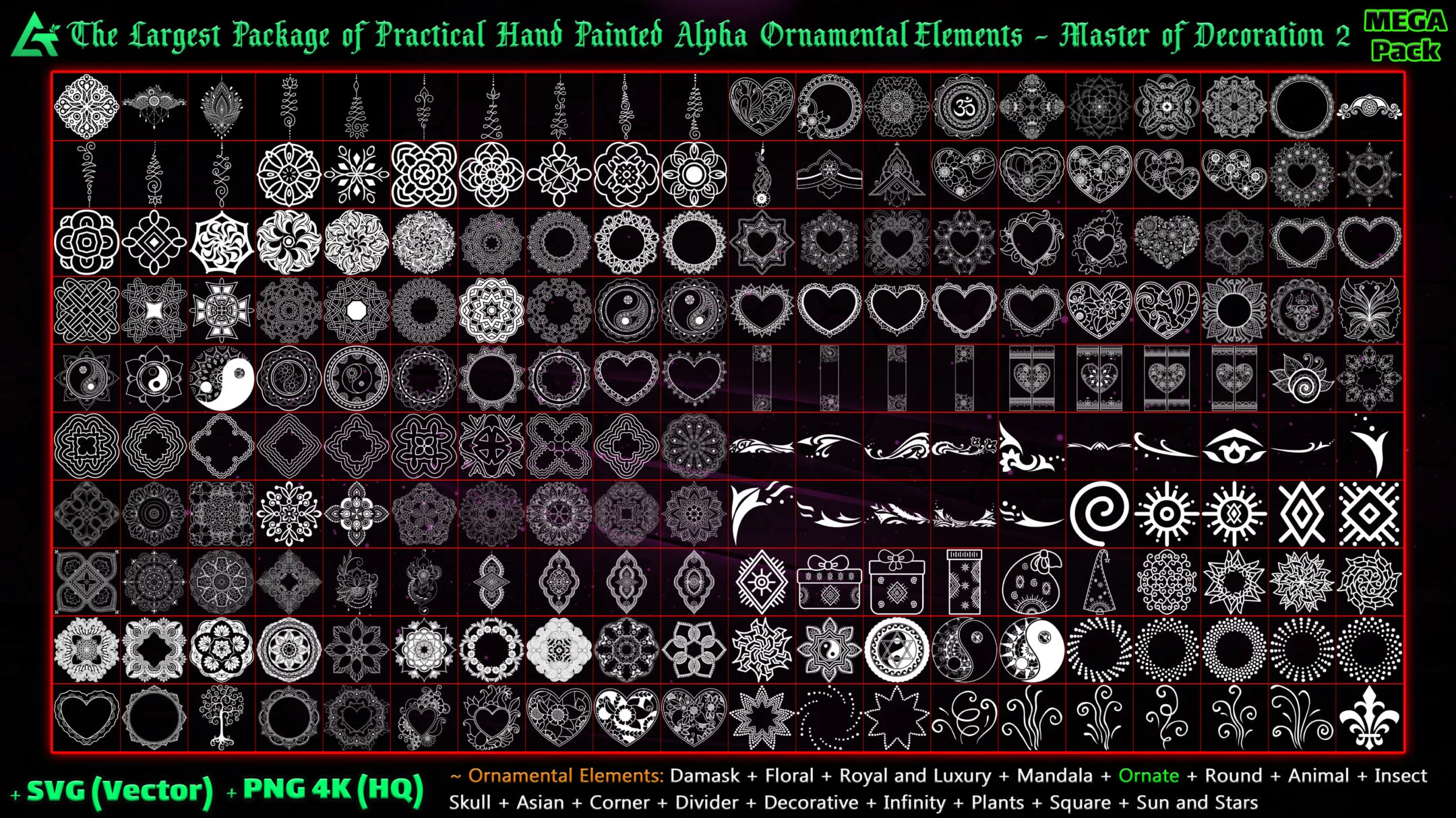 8500 Hand Painted Alpha Ornamental Elements (Master of Decoration 2) - MEGA Pack - Vol 13