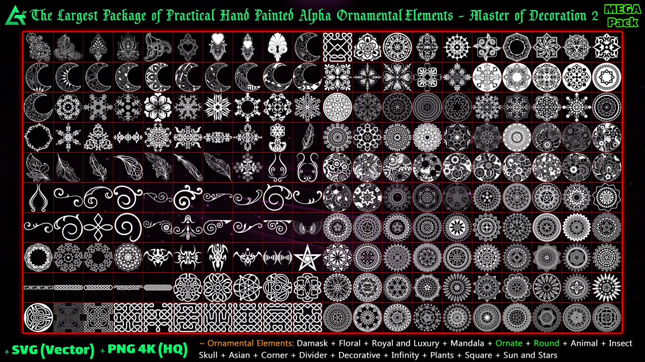 8500 Hand Painted Alpha Ornamental Elements (Master of Decoration 2) - MEGA Pack - Vol 13