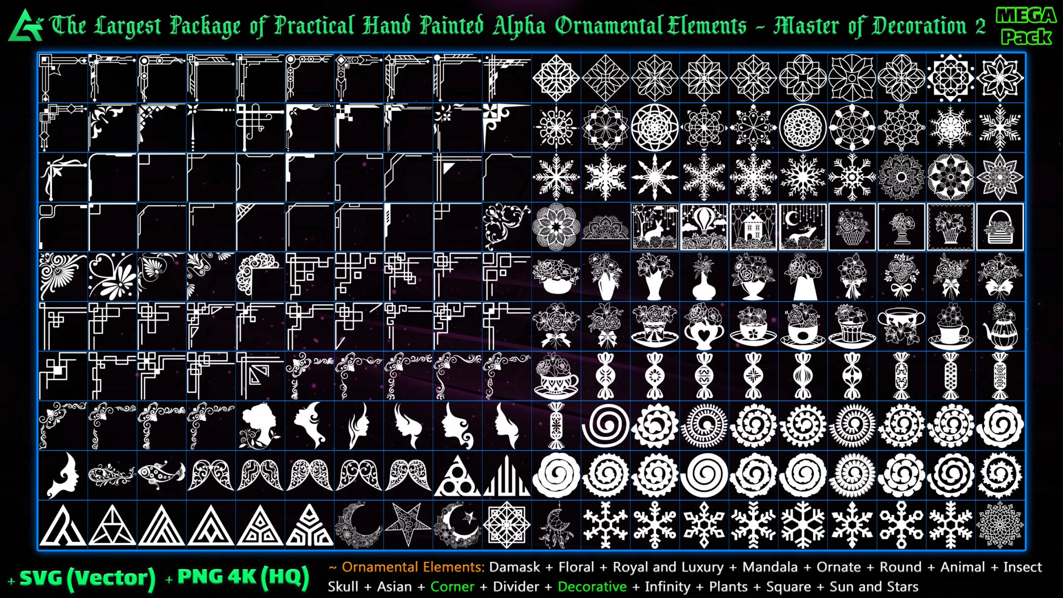 8500 Hand Painted Alpha Ornamental Elements (Master of Decoration 2) - MEGA Pack - Vol 13