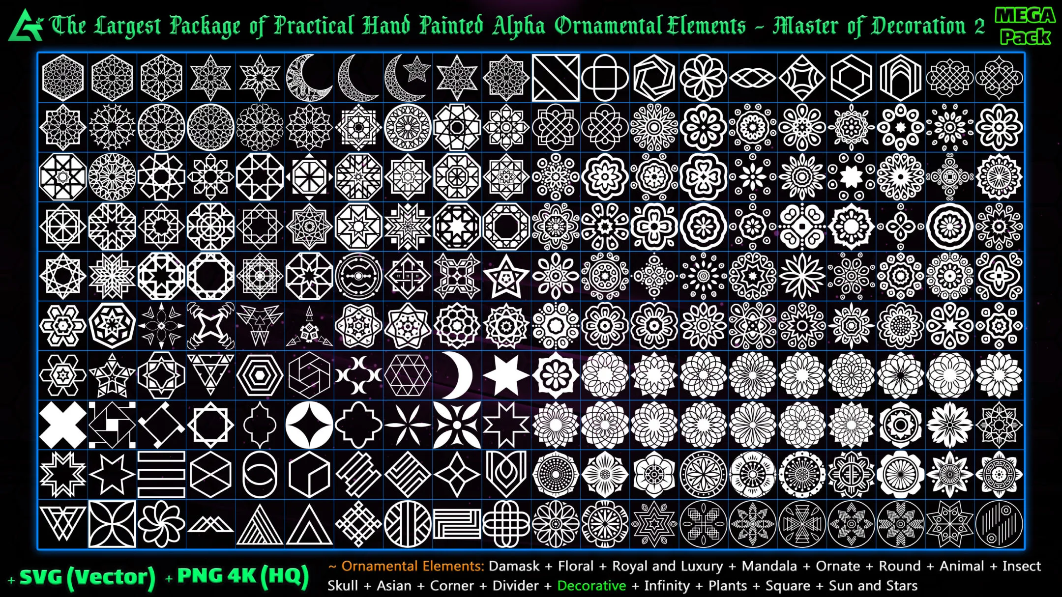 8500 Hand Painted Alpha Ornamental Elements (Master of Decoration 2) - MEGA Pack - Vol 13