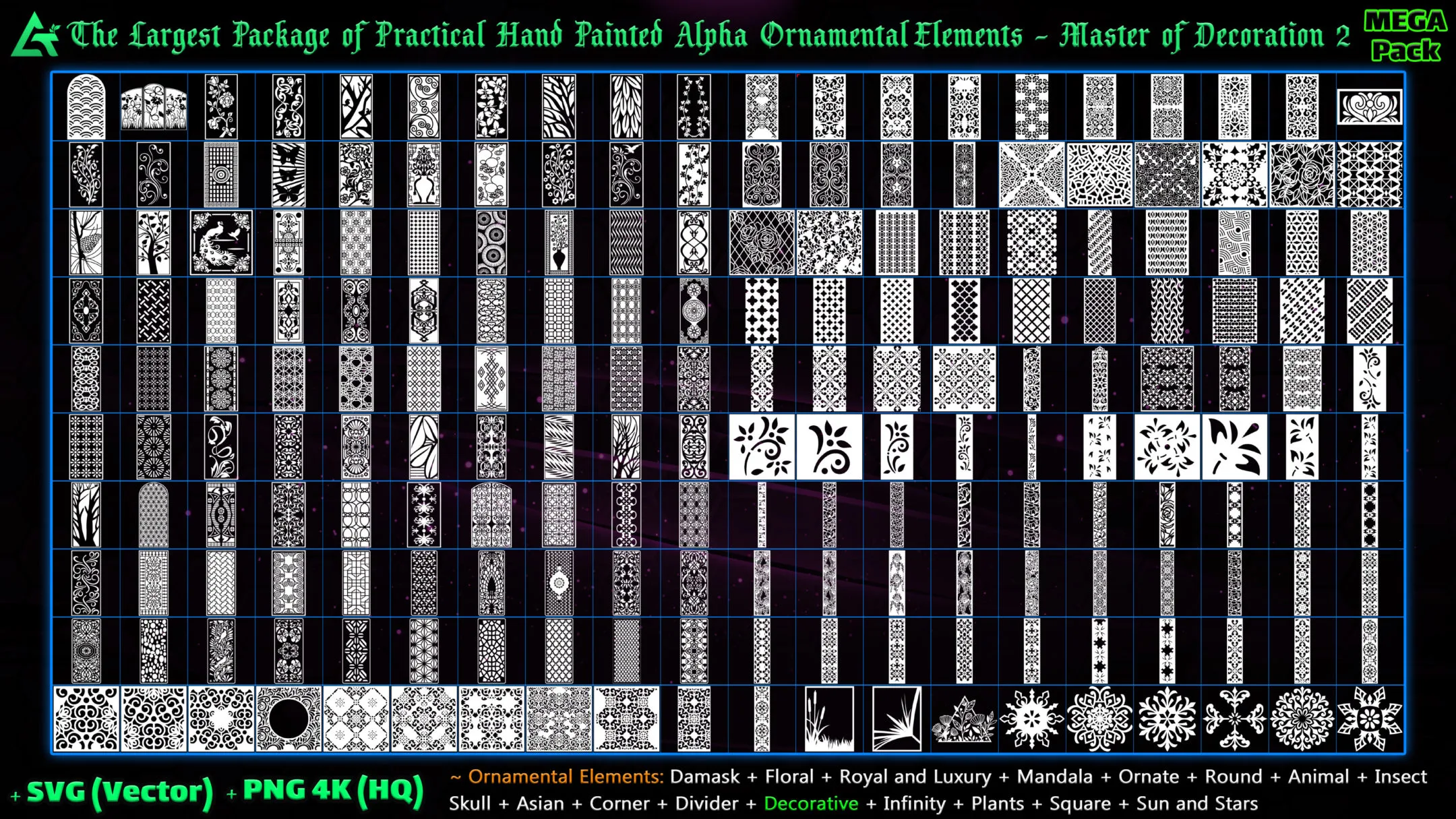 8500 Hand Painted Alpha Ornamental Elements (Master of Decoration 2) - MEGA Pack - Vol 13