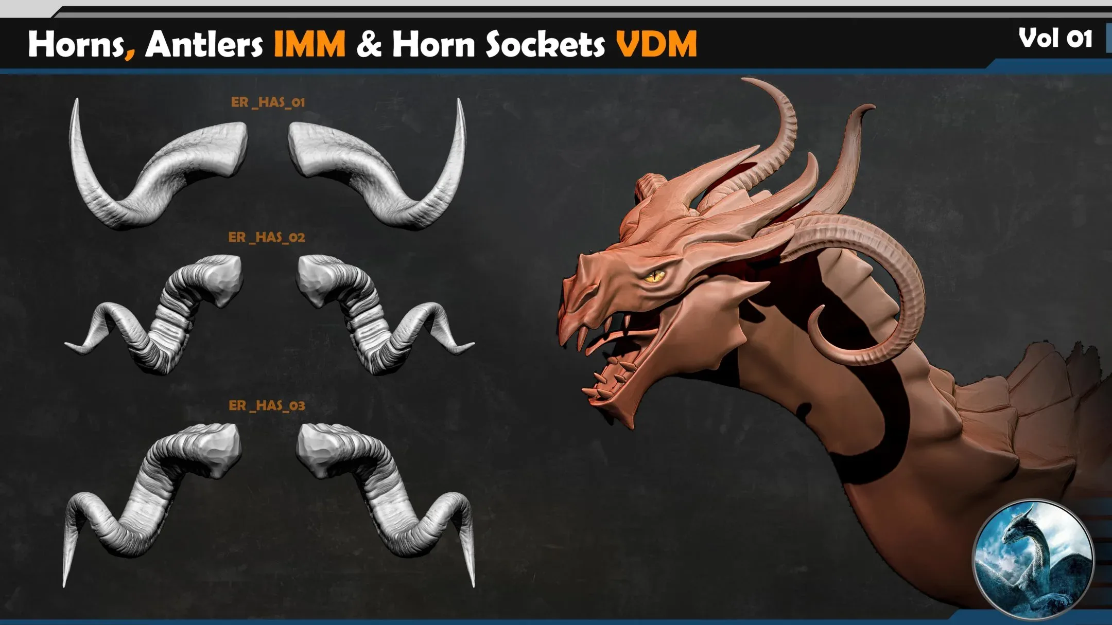 50 Horns, Antlers IMM & Horn Sockets VDM _Vol 01