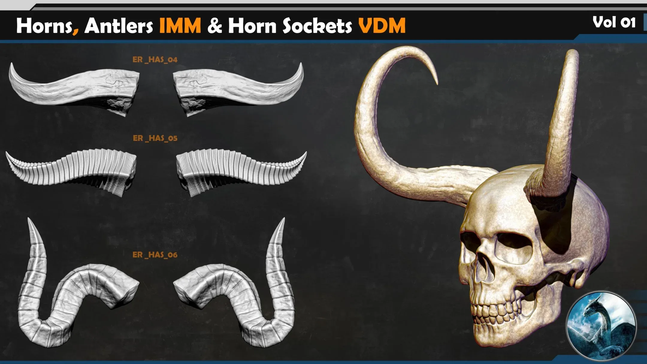 50 Horns, Antlers IMM & Horn Sockets VDM _Vol 01