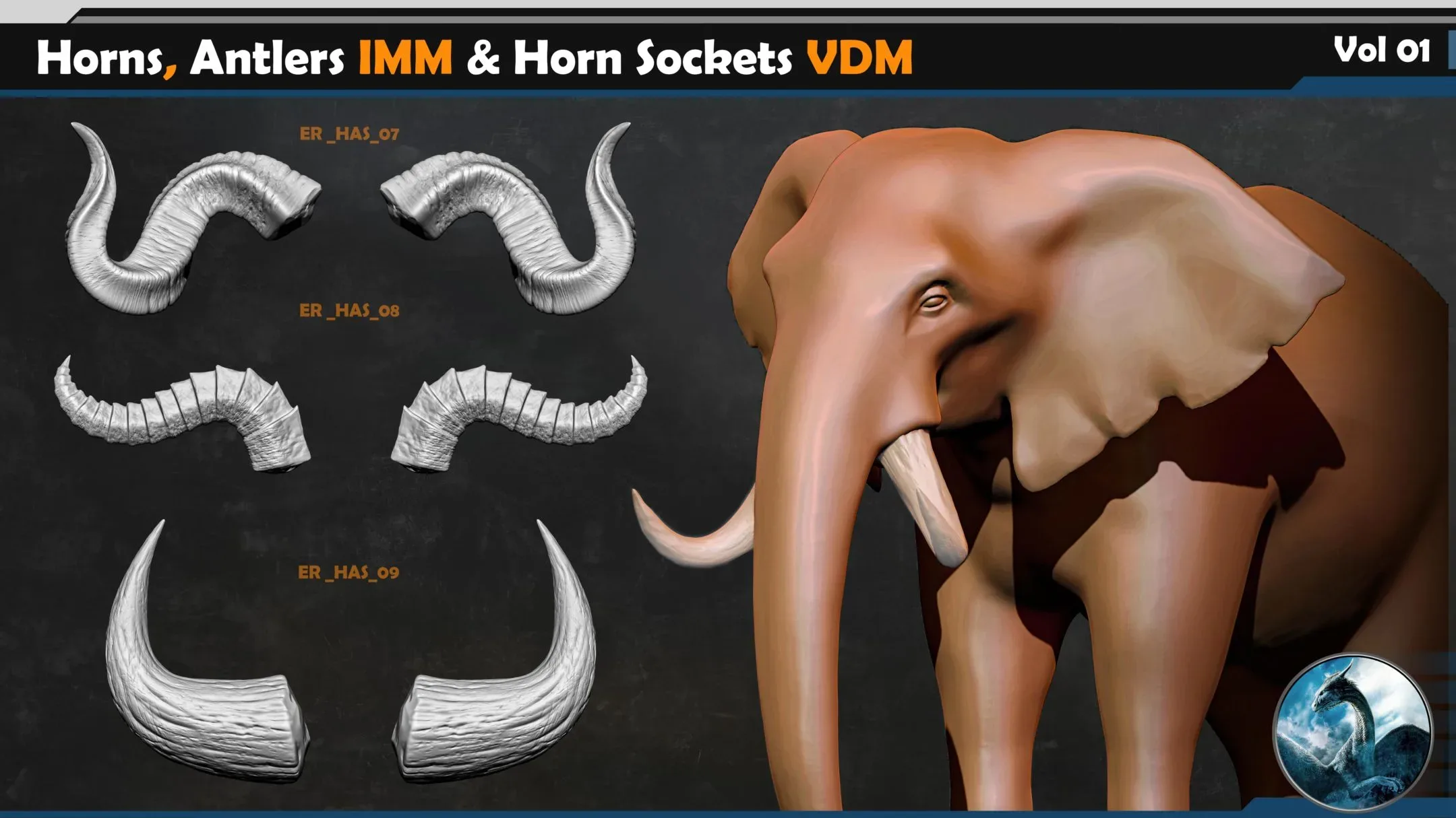 50 Horns, Antlers IMM & Horn Sockets VDM _Vol 01