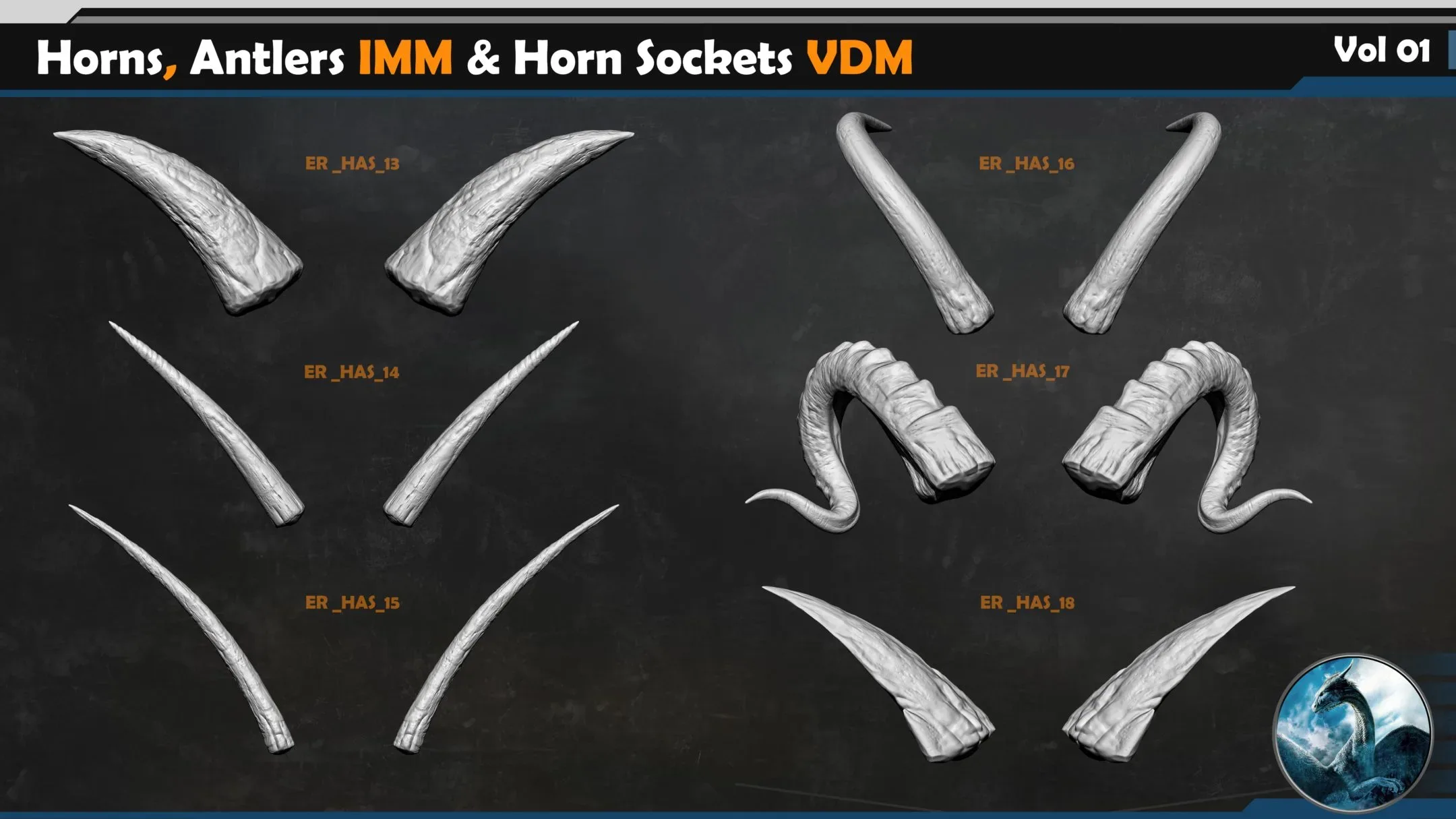 50 Horns, Antlers IMM & Horn Sockets VDM _Vol 01
