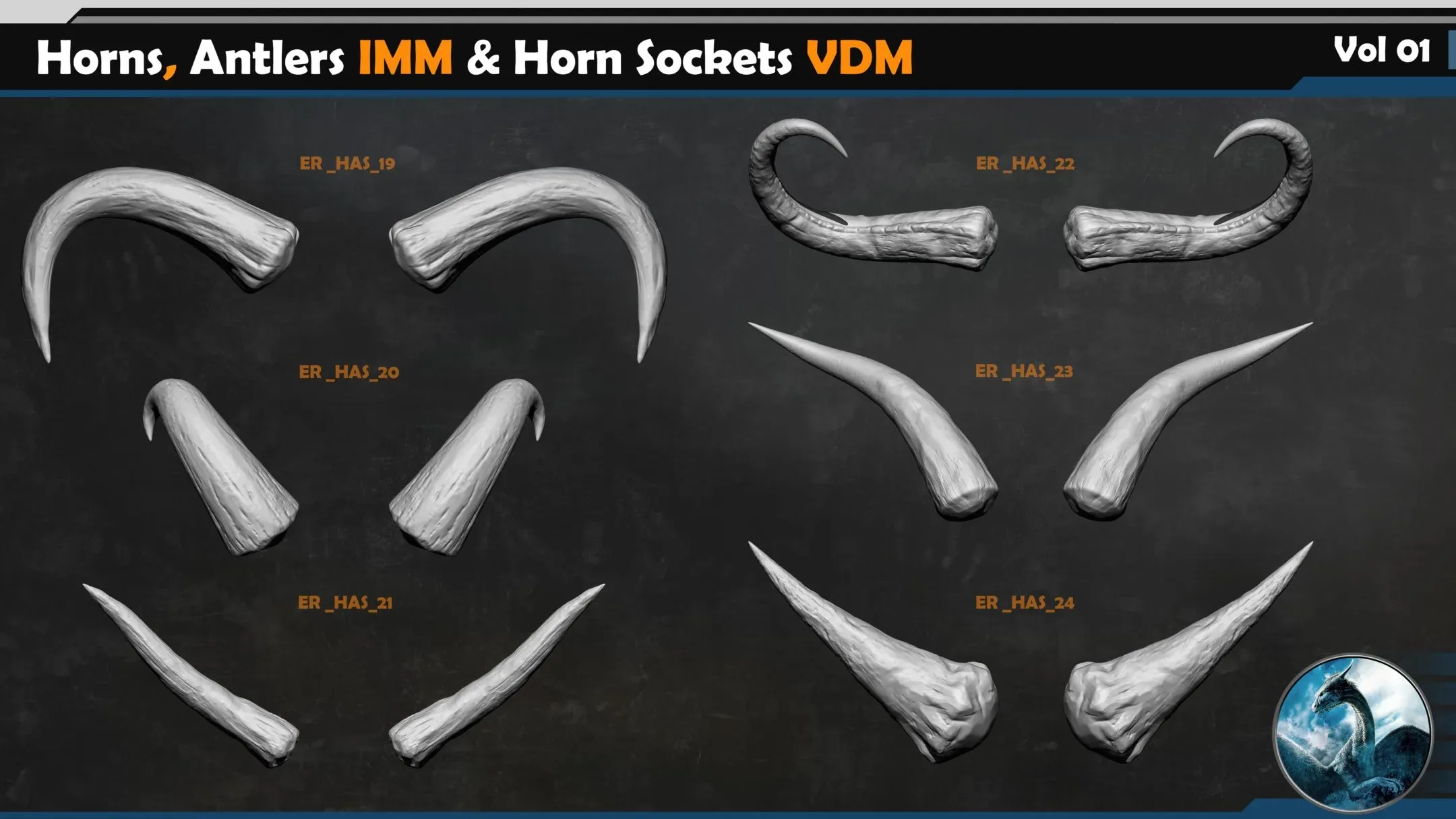 50 Horns, Antlers IMM & Horn Sockets VDM _Vol 01