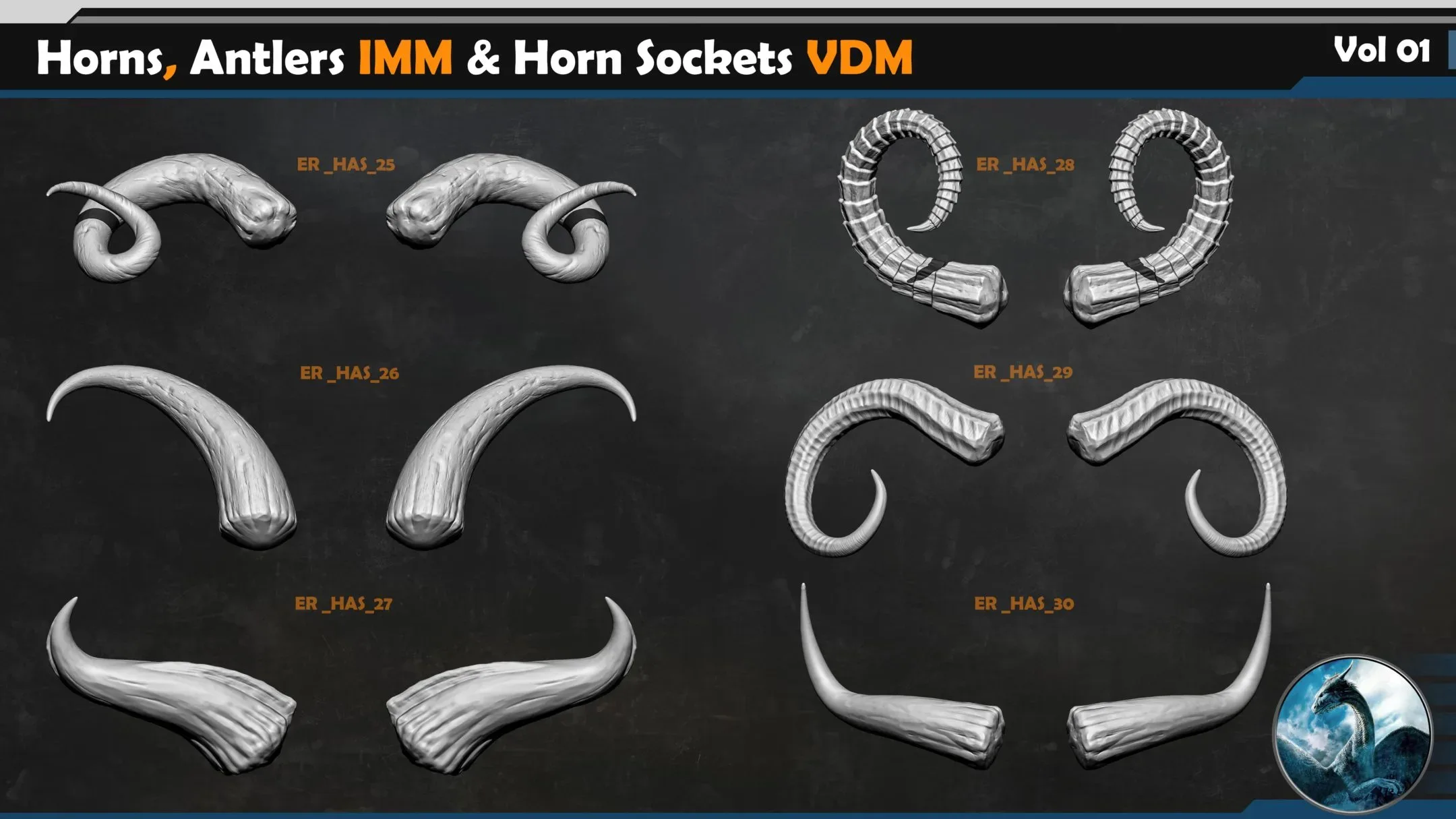 50 Horns, Antlers IMM & Horn Sockets VDM _Vol 01