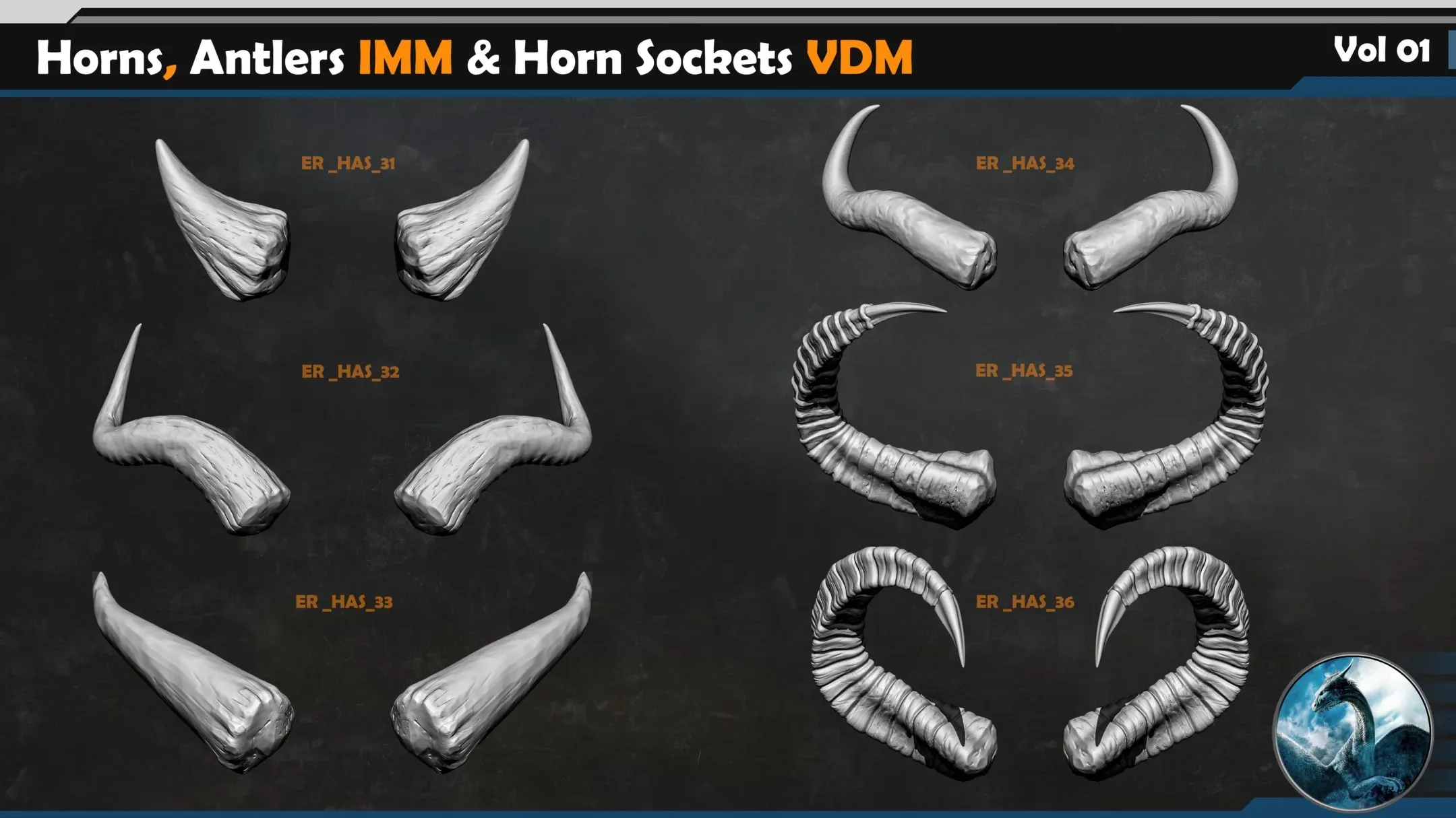 50 Horns, Antlers IMM & Horn Sockets VDM _Vol 01