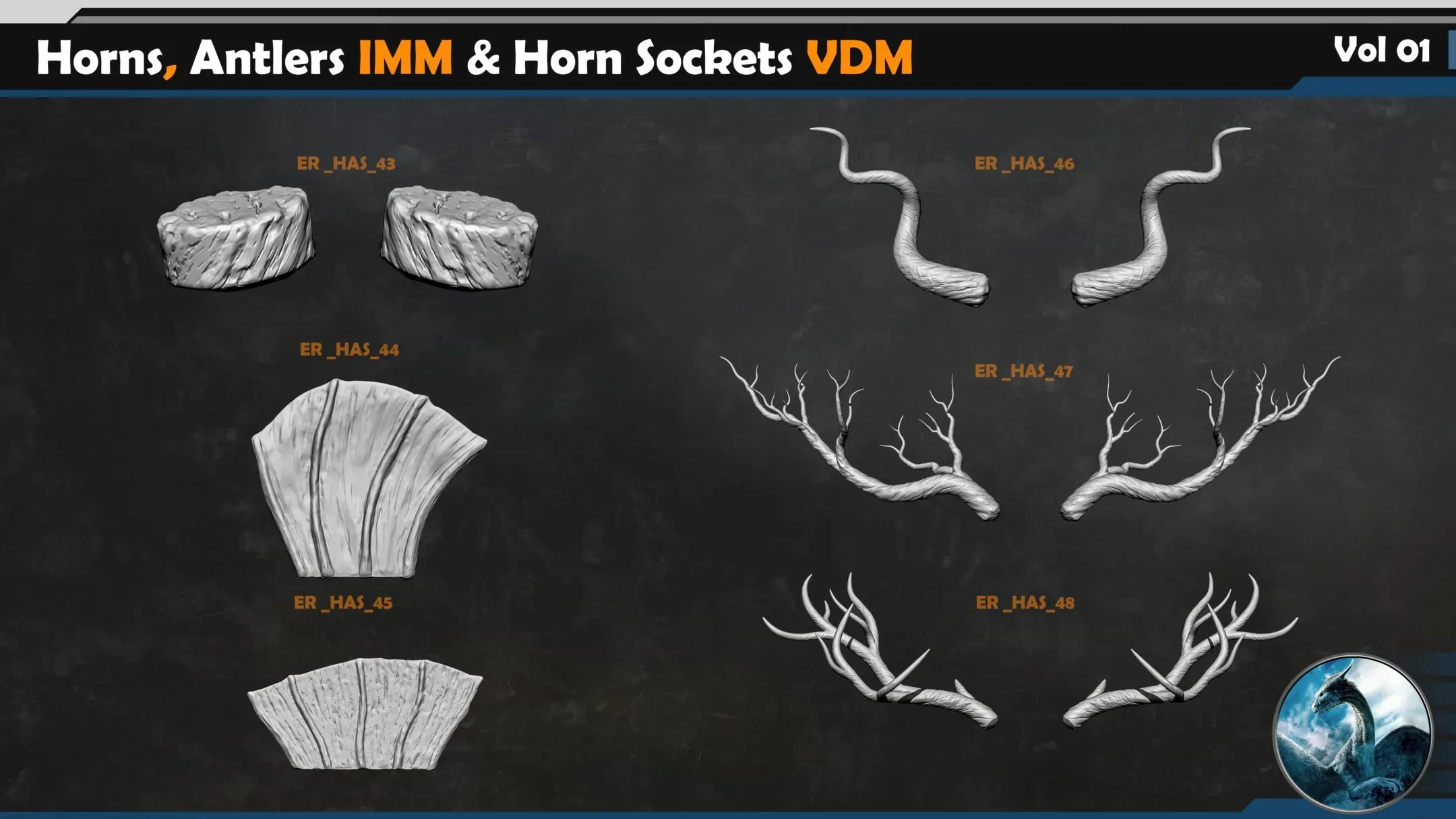 50 Horns, Antlers IMM & Horn Sockets VDM _Vol 01