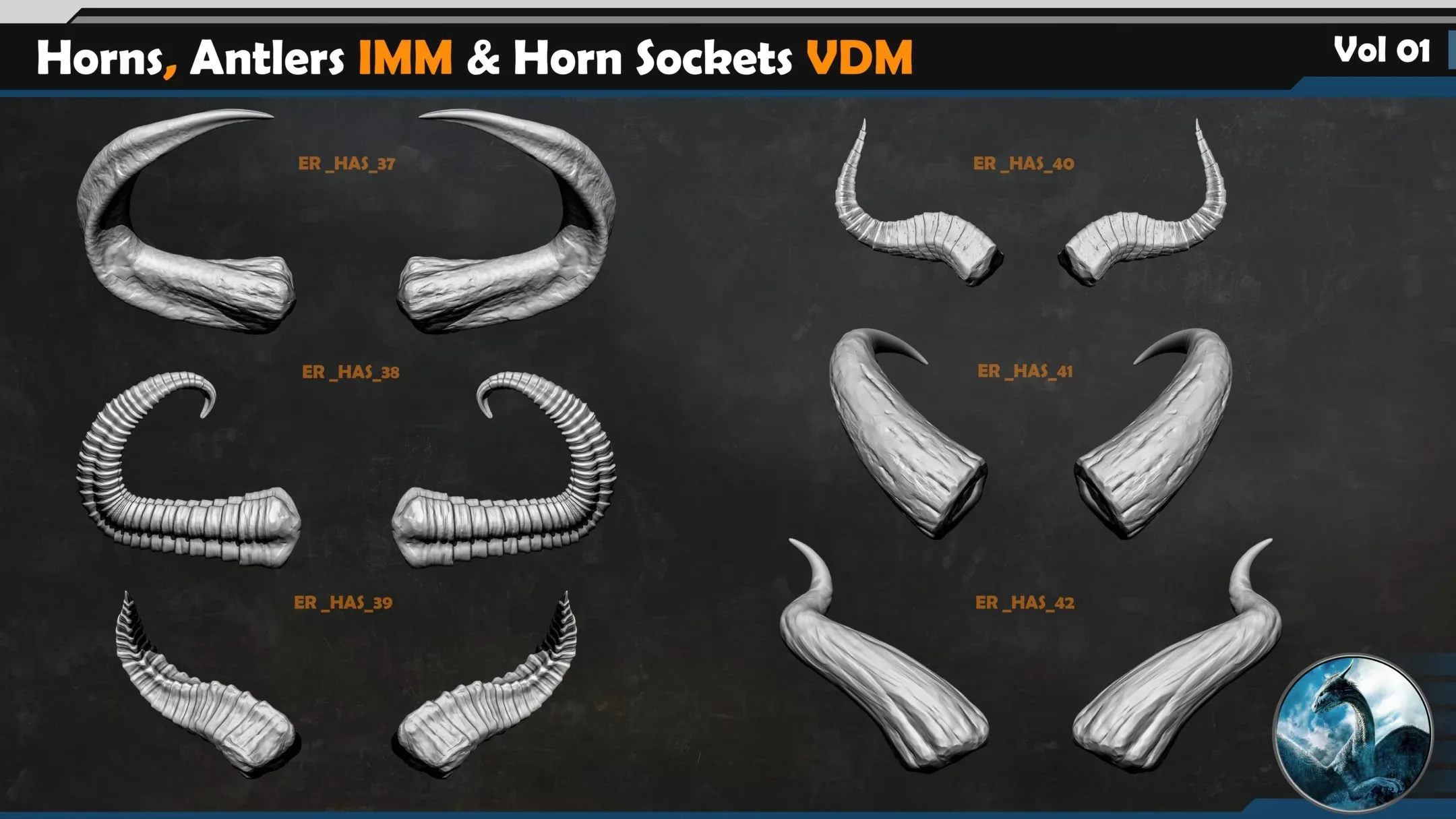 50 Horns, Antlers IMM & Horn Sockets VDM _Vol 01