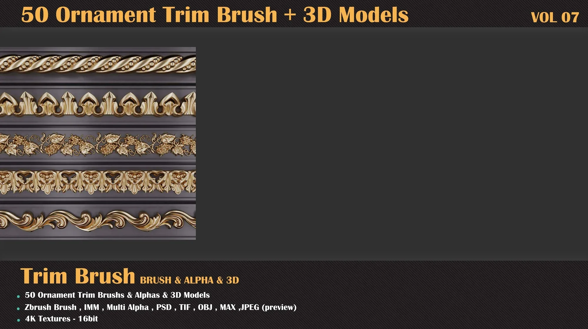 50 Ornament Trim Brush + 3DModel - VOL 07