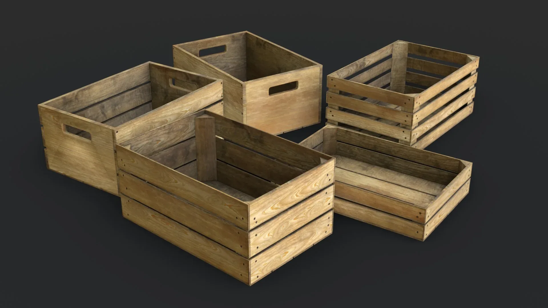 Wooden Crates Set