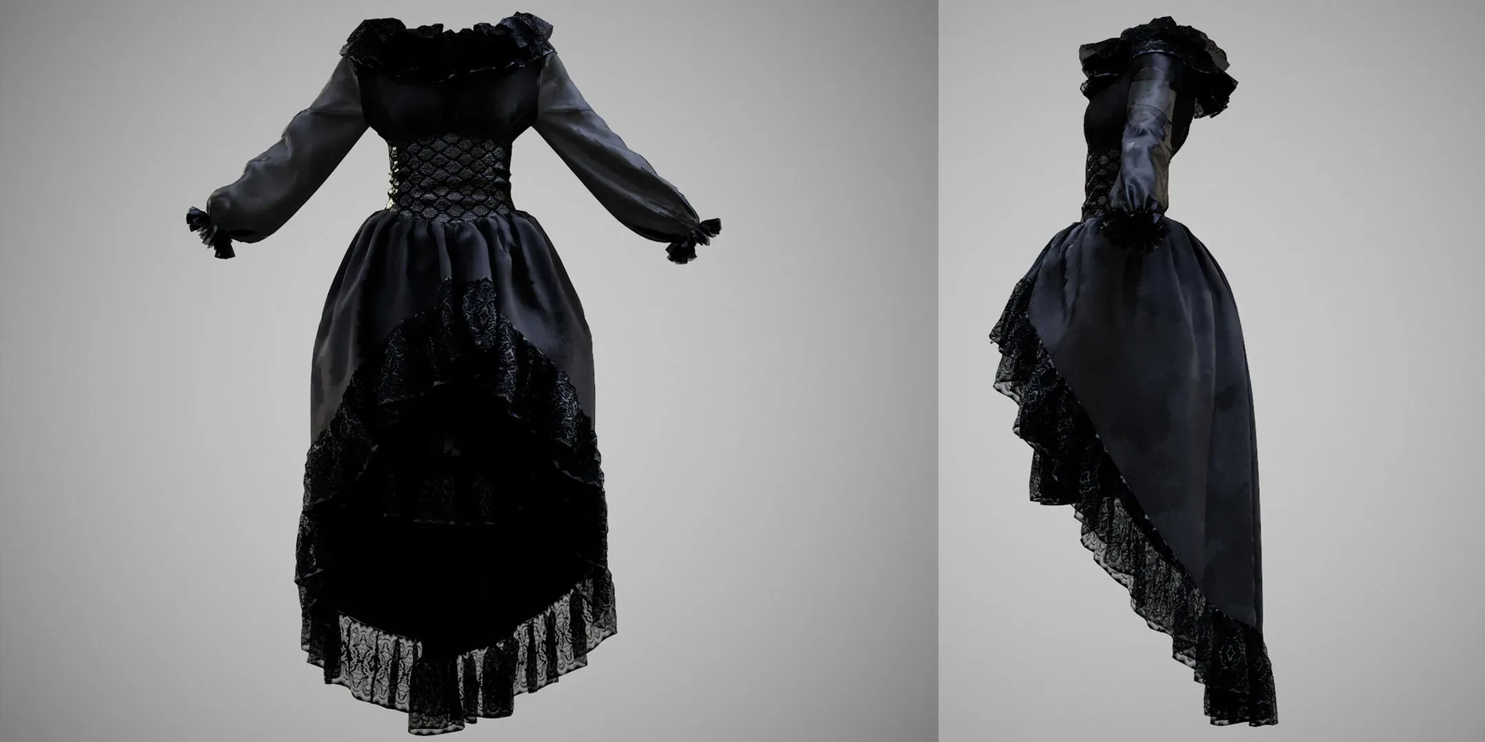 4 Dresses-low poly models-game ready