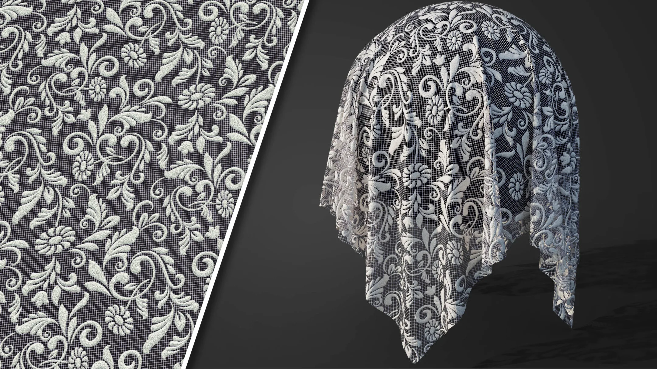 50 Lace Fabric Texture + Sbsar + VideoTutorial Vol03