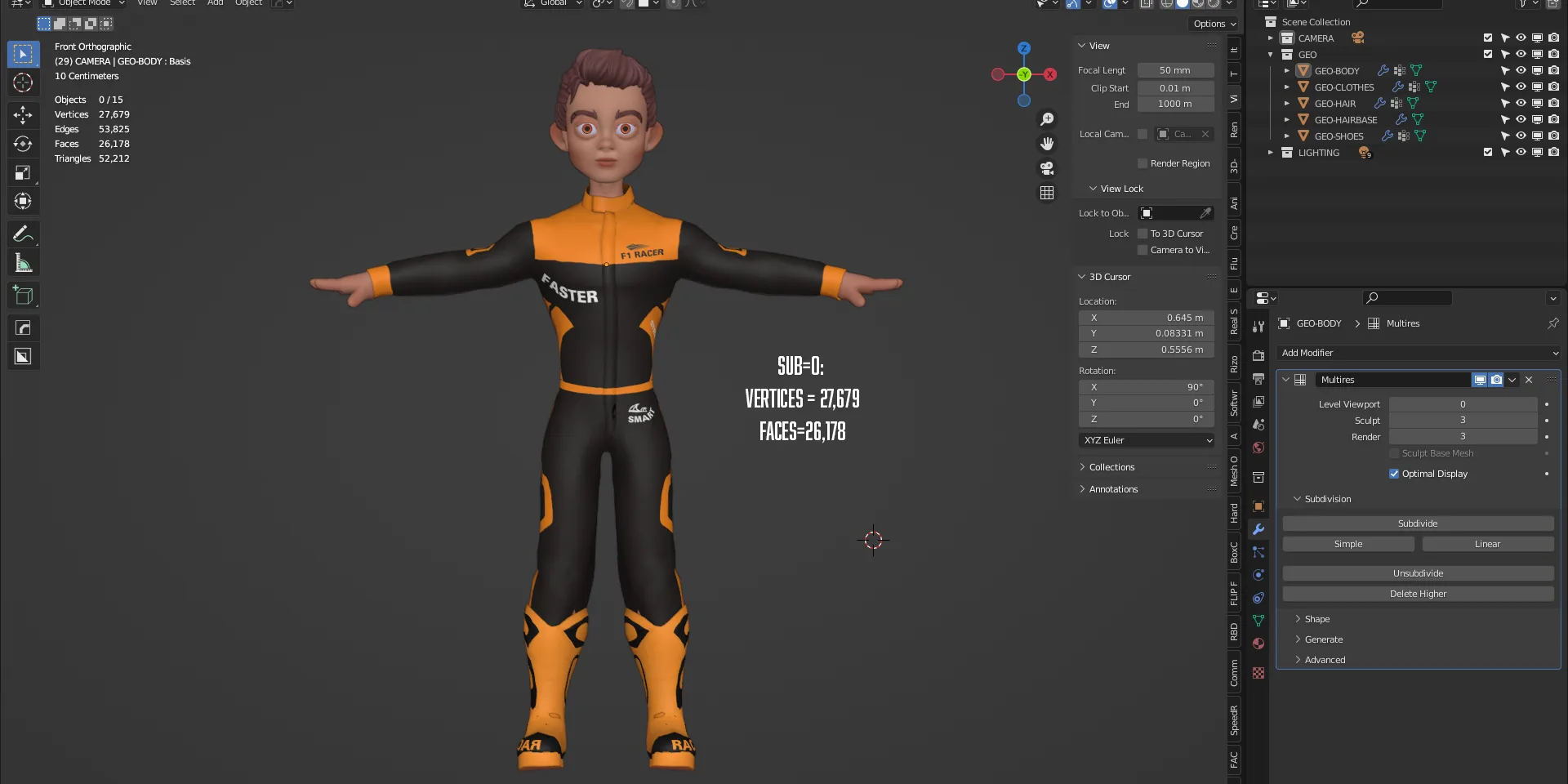 3D Modeling - F1 Driver - Richard - Blender 3