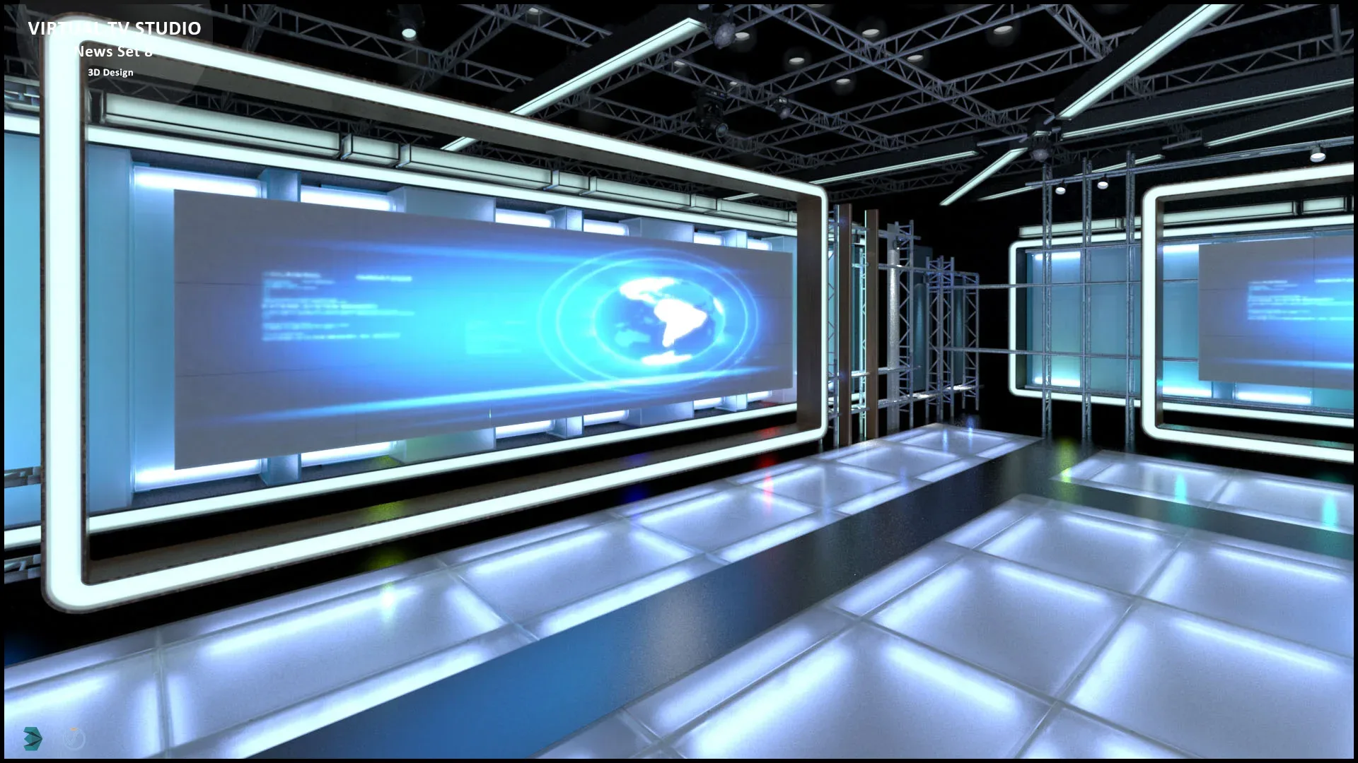 Virtual TV Studio News Set 8