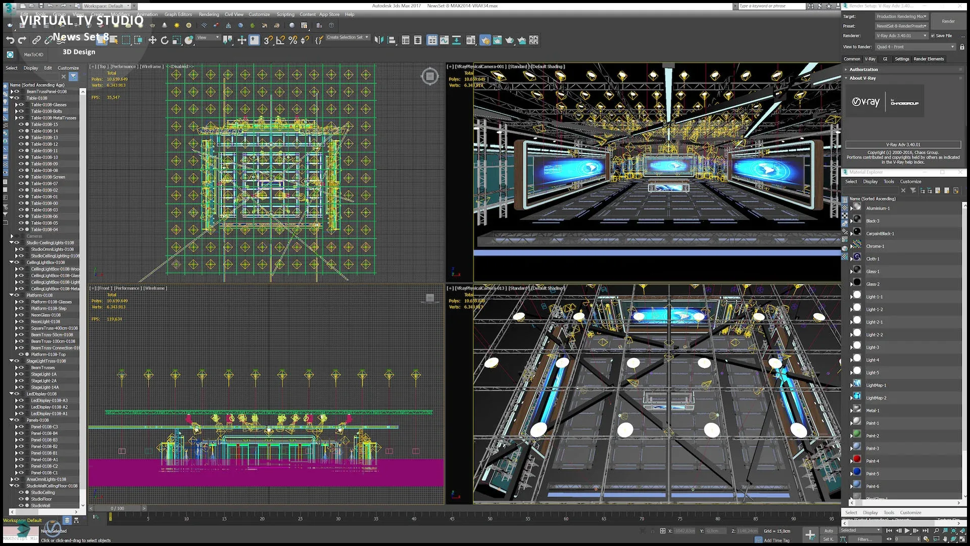 Virtual TV Studio News Set 8