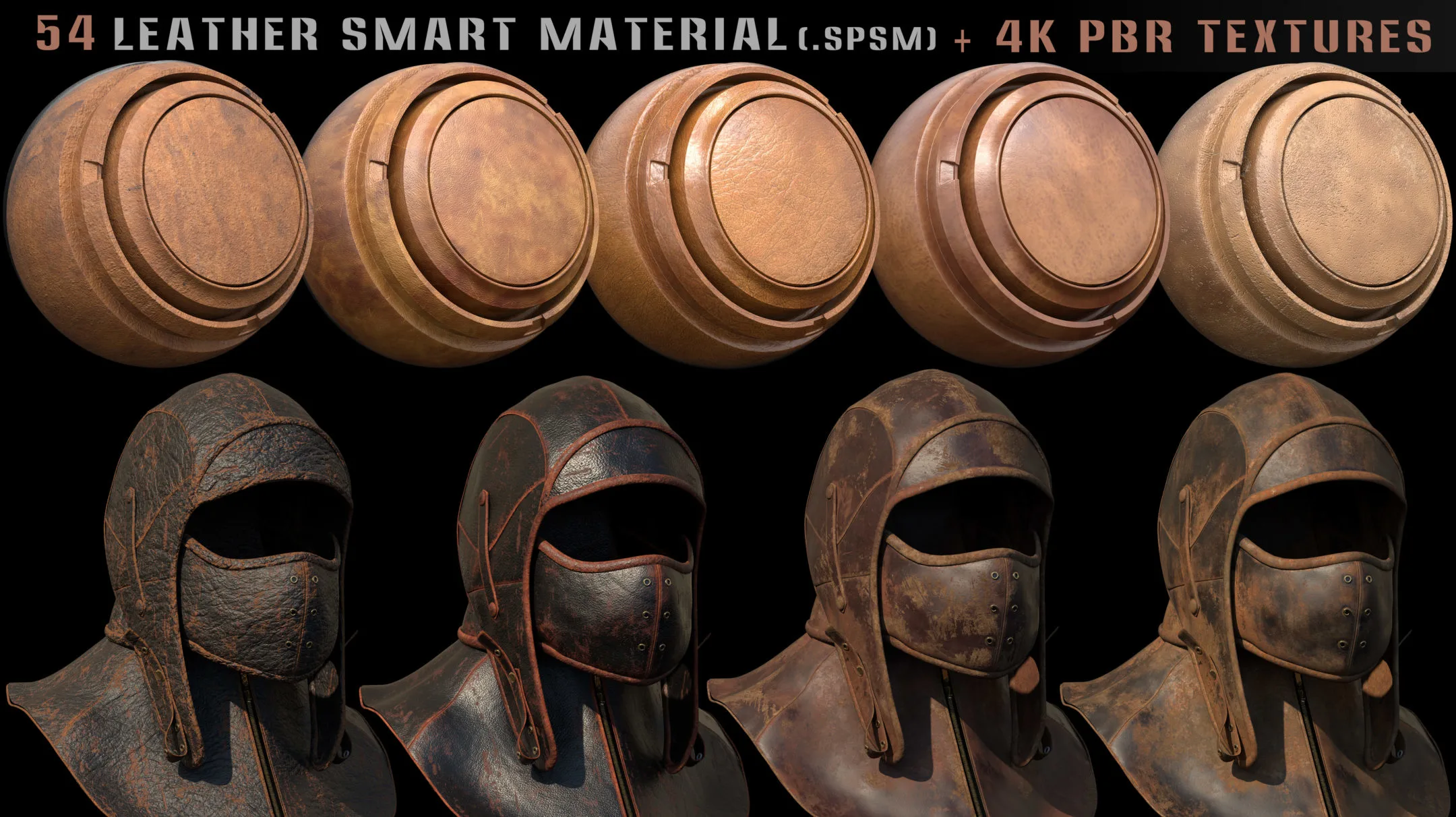 54 leather smart materials + 4k PBR textures - Vol 6