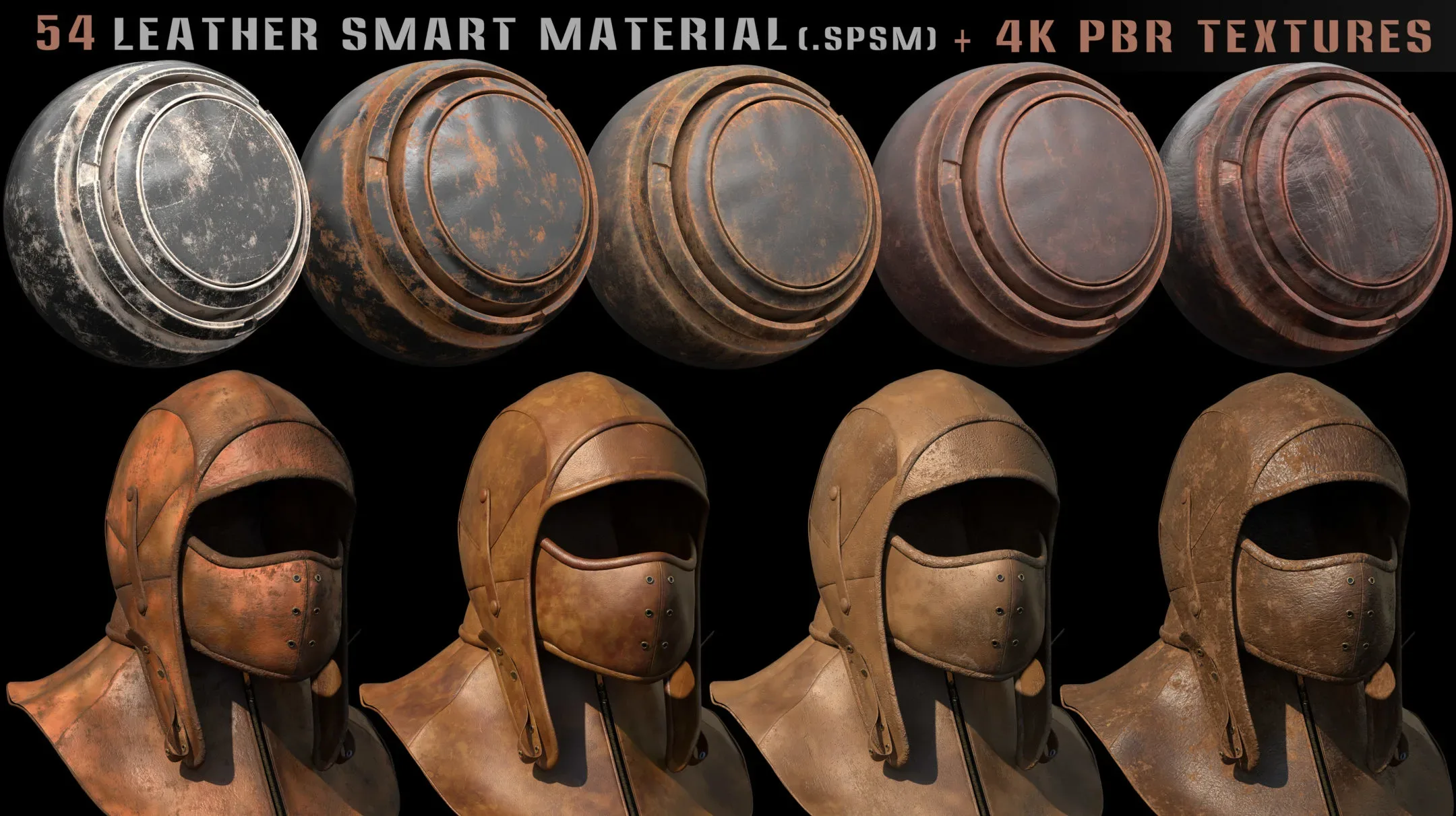 54 leather smart materials + 4k PBR textures - Vol 6