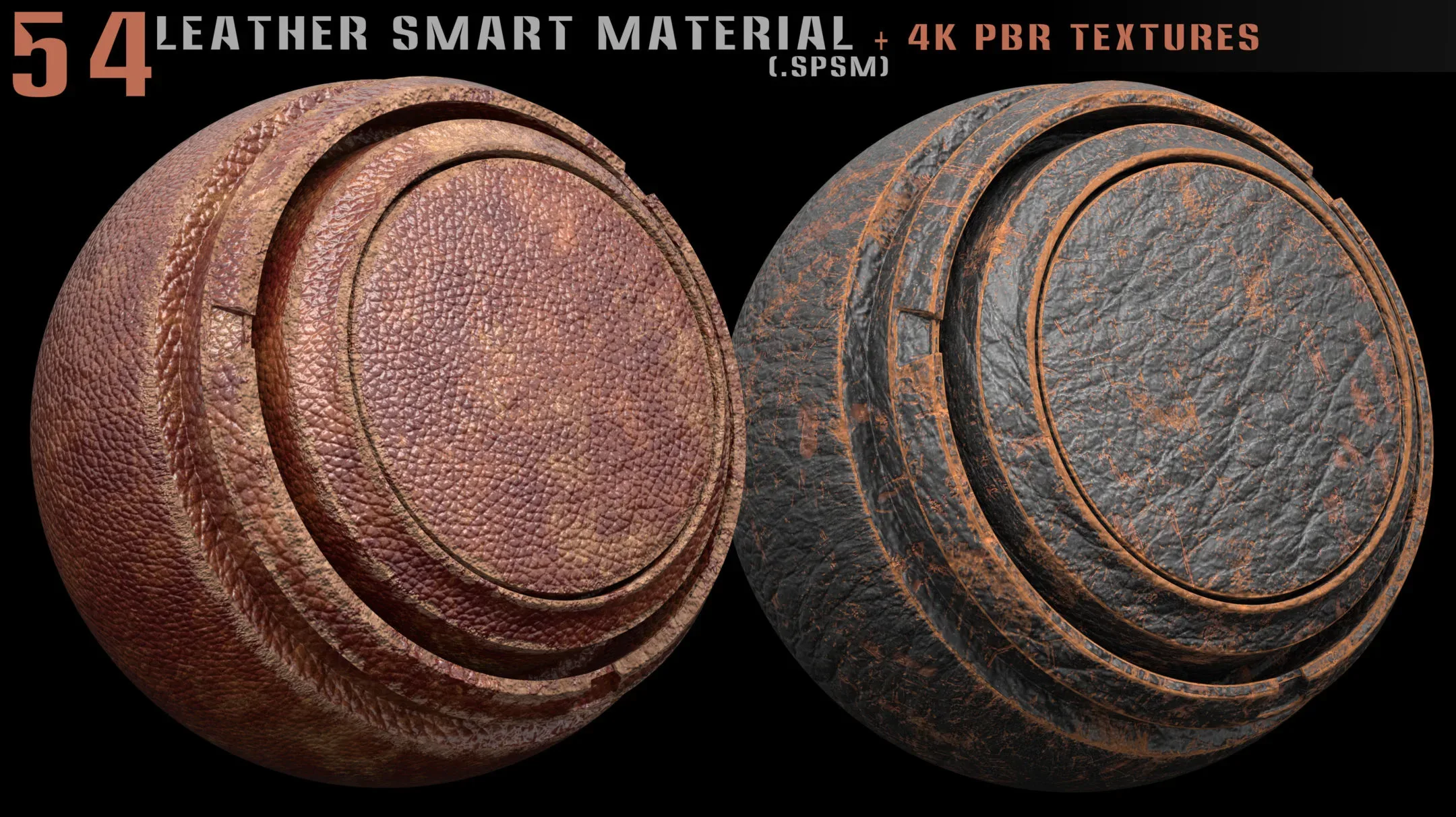 54 leather smart materials + 4k PBR textures - Vol 6