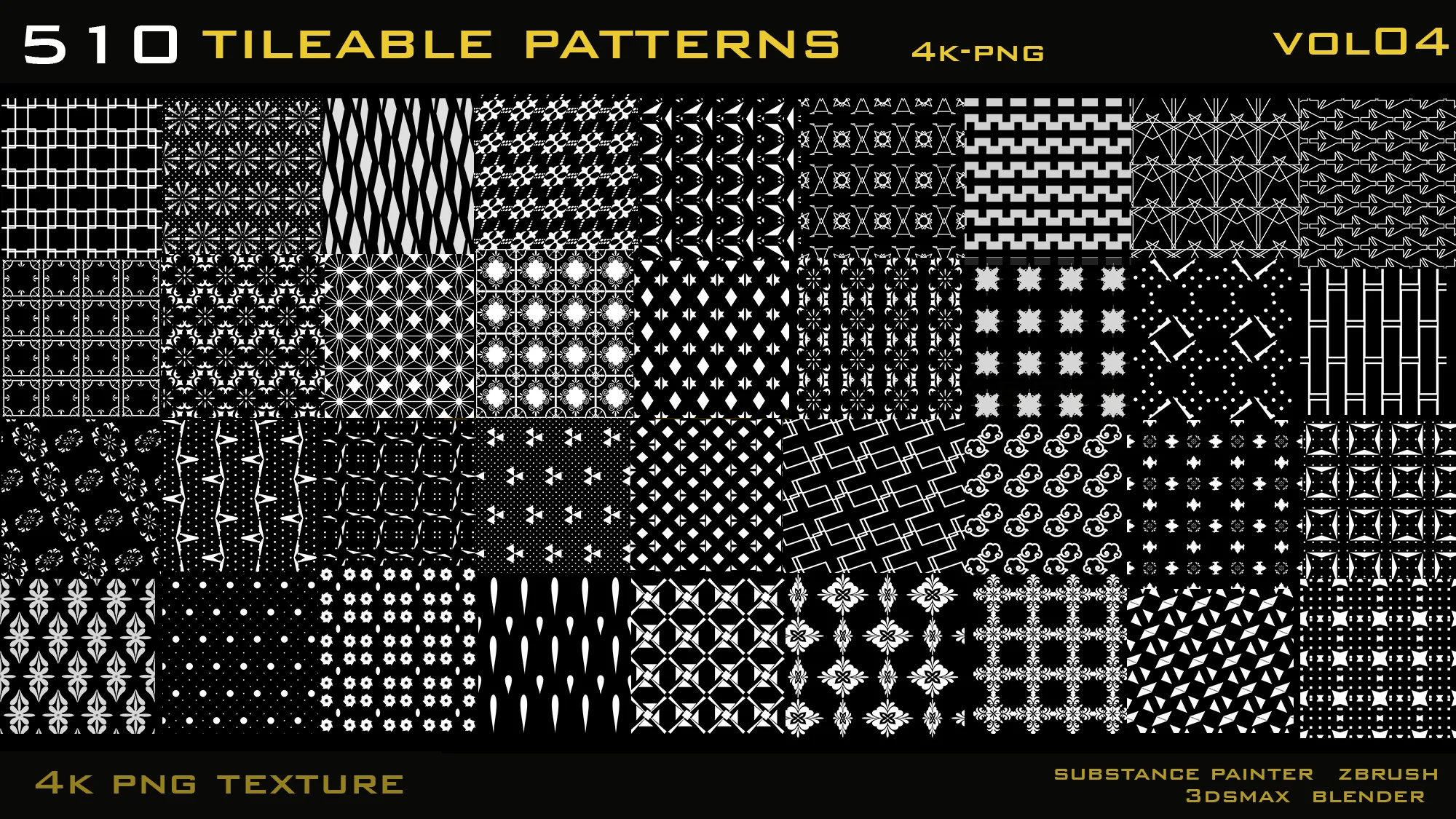 510 Ornamental Alphas- Tileable patterns-4k png textures vol04