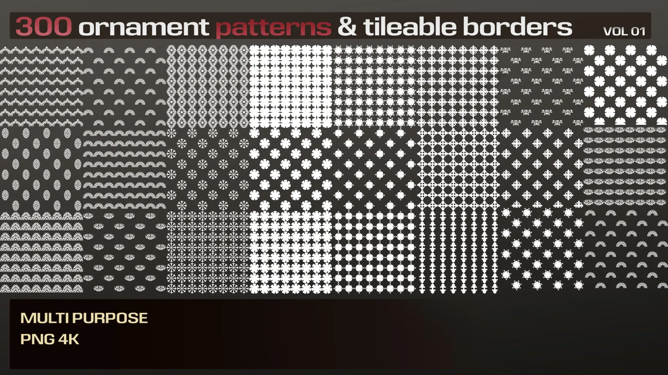 300 ornamental patterns & tileable borders VOL 01