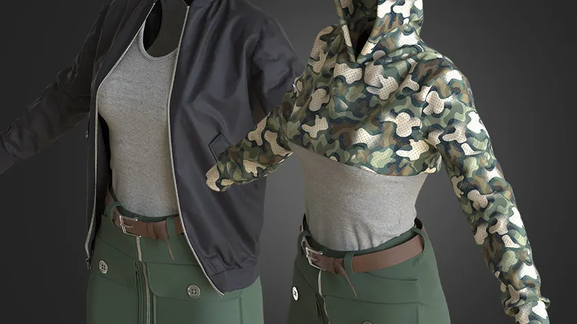 Military Style Outfit | Clo3d | Marvelous designer Military Style Outfit