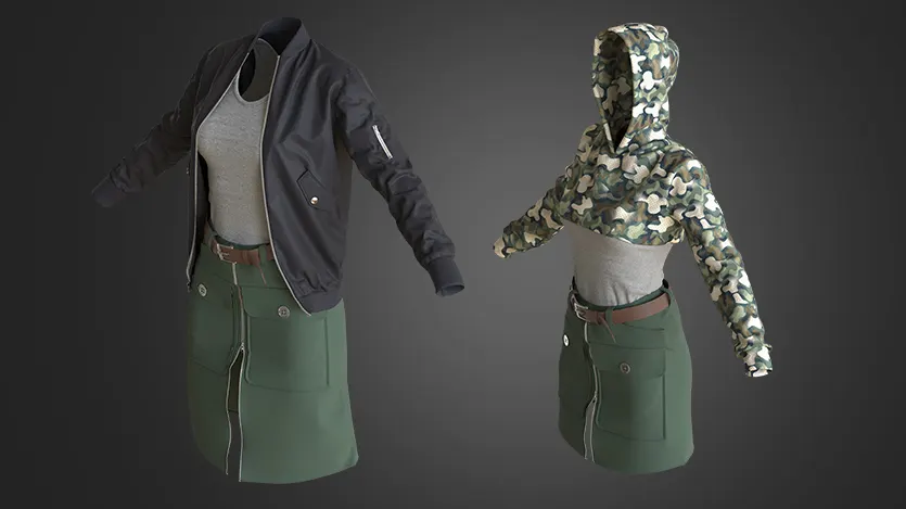 Military Style Outfit | Clo3d | Marvelous designer Military Style Outfit