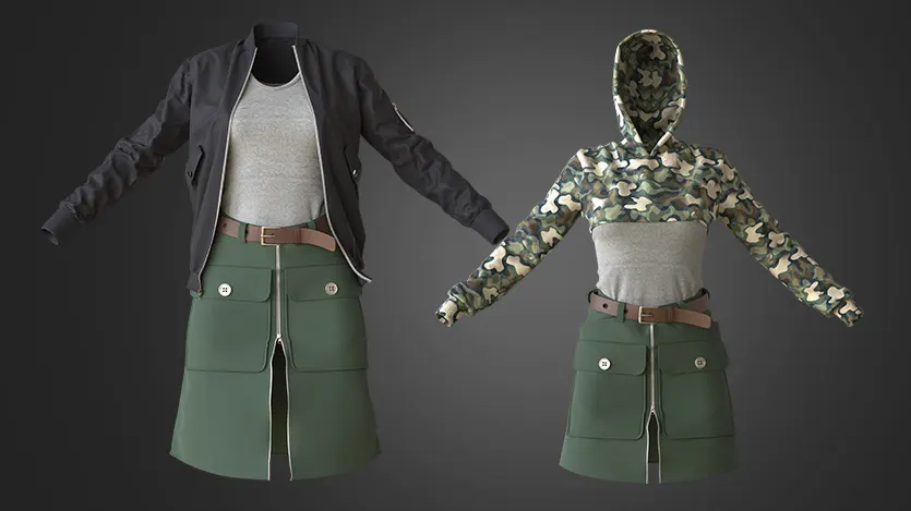 Military Style Outfit | Clo3d | Marvelous designer Military Style Outfit