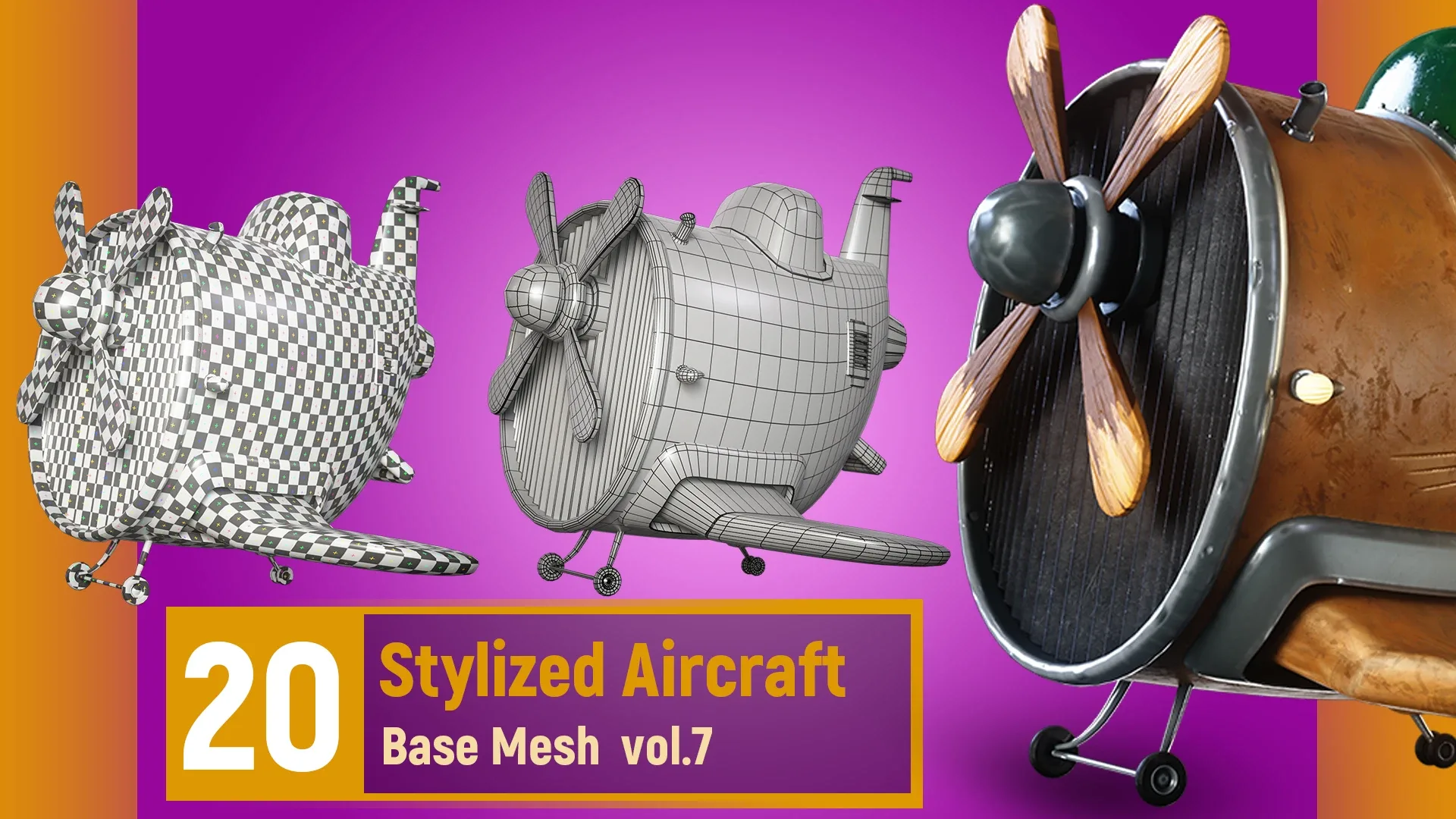 20 Stylized aircraft Base Mesh Vol.7