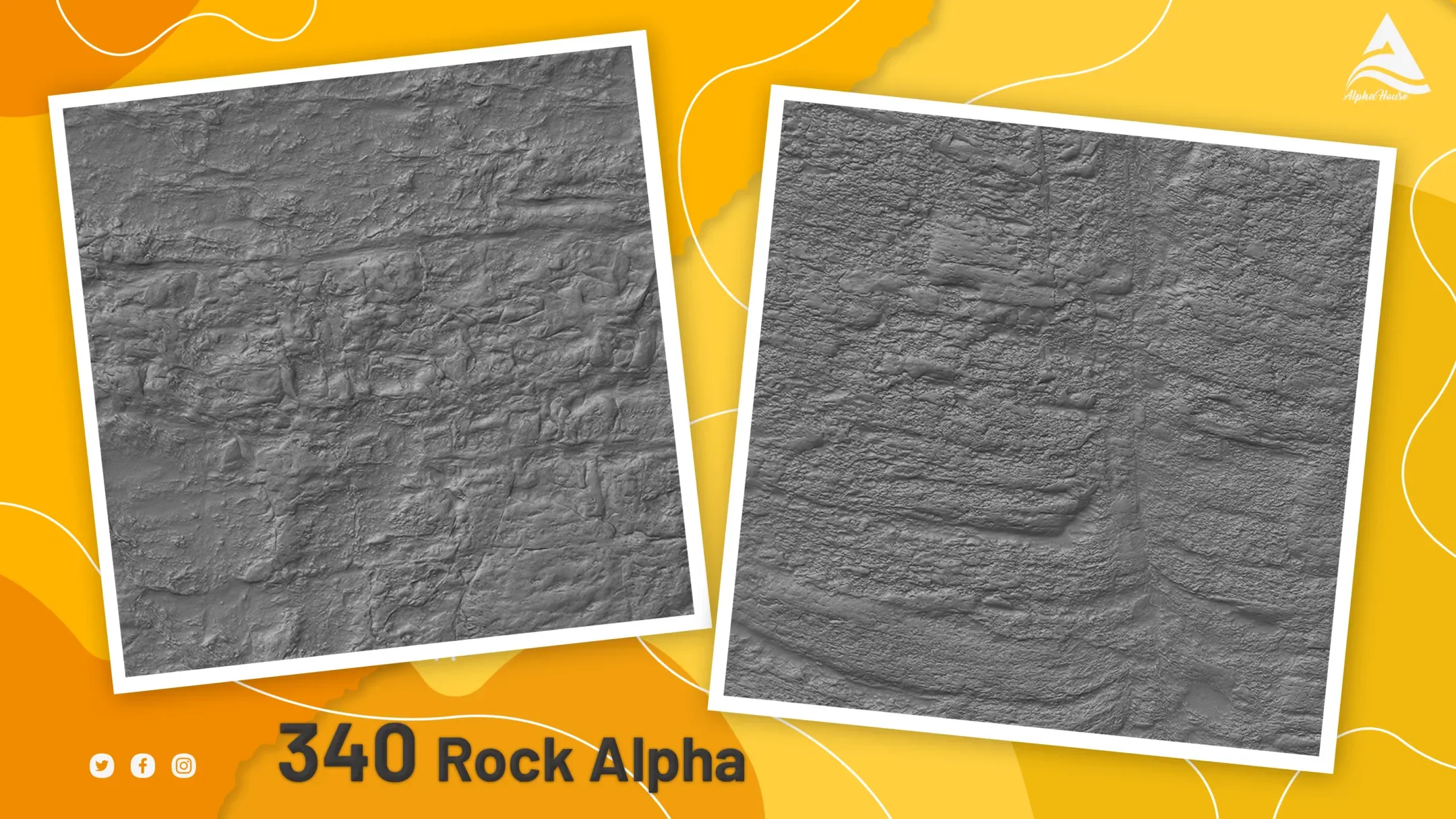 300 Tileable and Seamless Rock Alphas+ 40 Rock detail alpha