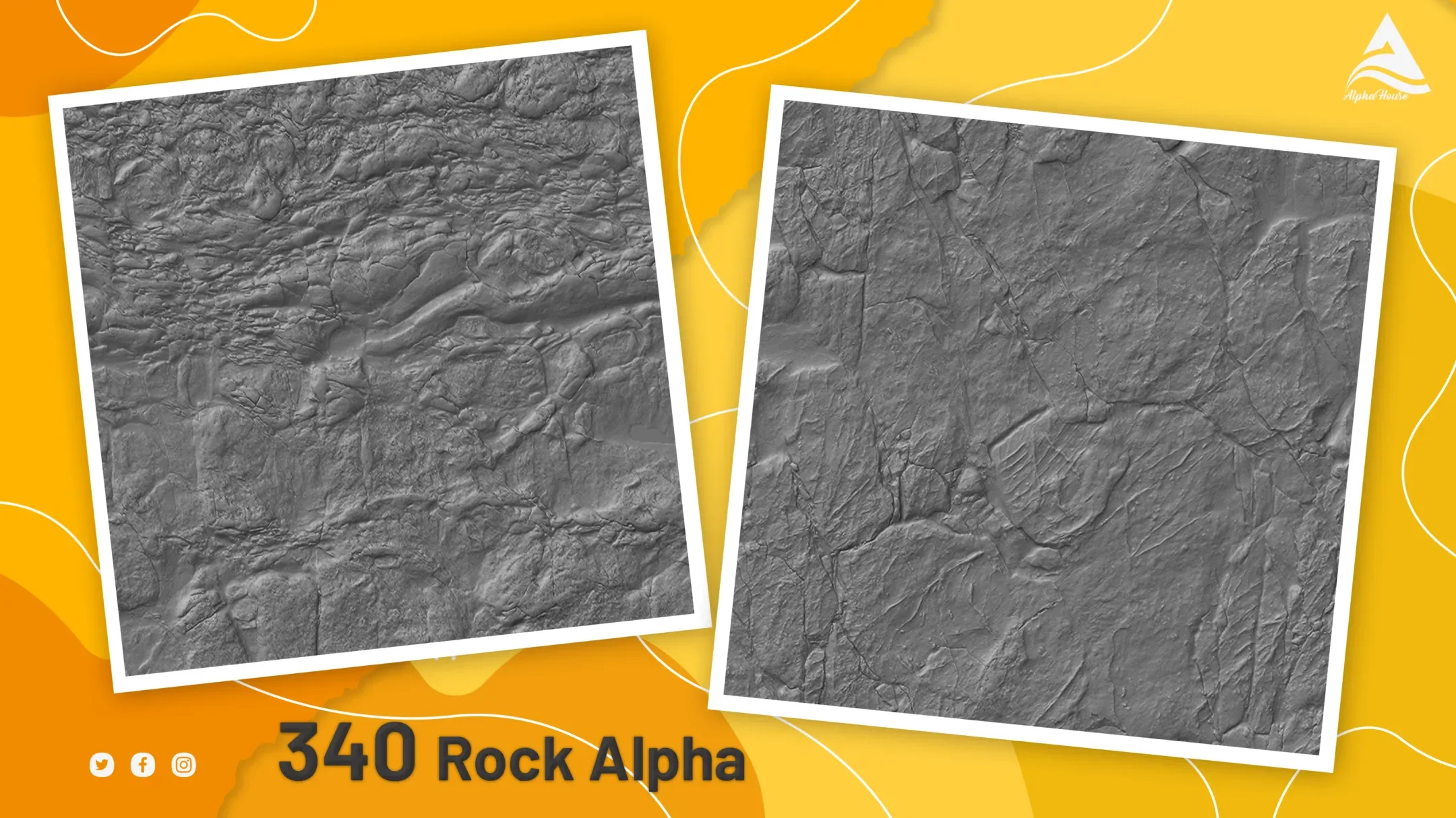 300 Tileable and Seamless Rock Alphas+ 40 Rock detail alpha