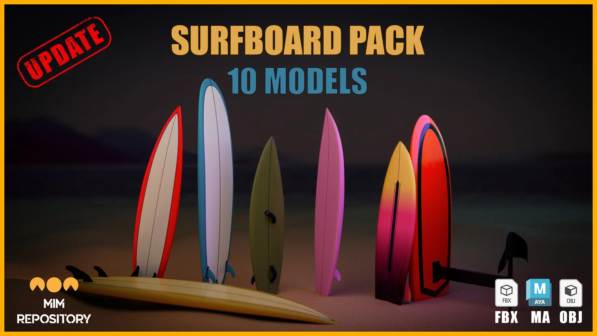 10 Surfboard 3D Models (UPDATE)