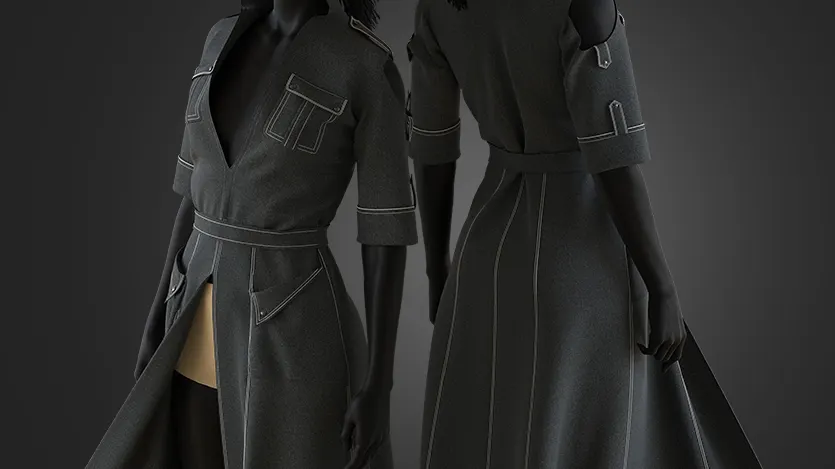 Military Style Dress | Clo3d | Marvelous designer