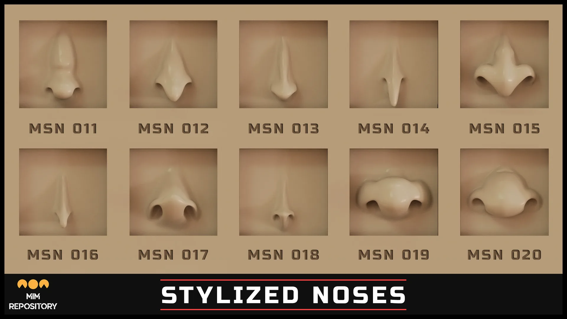 100 ZBrush VDM Stylized nose brushes