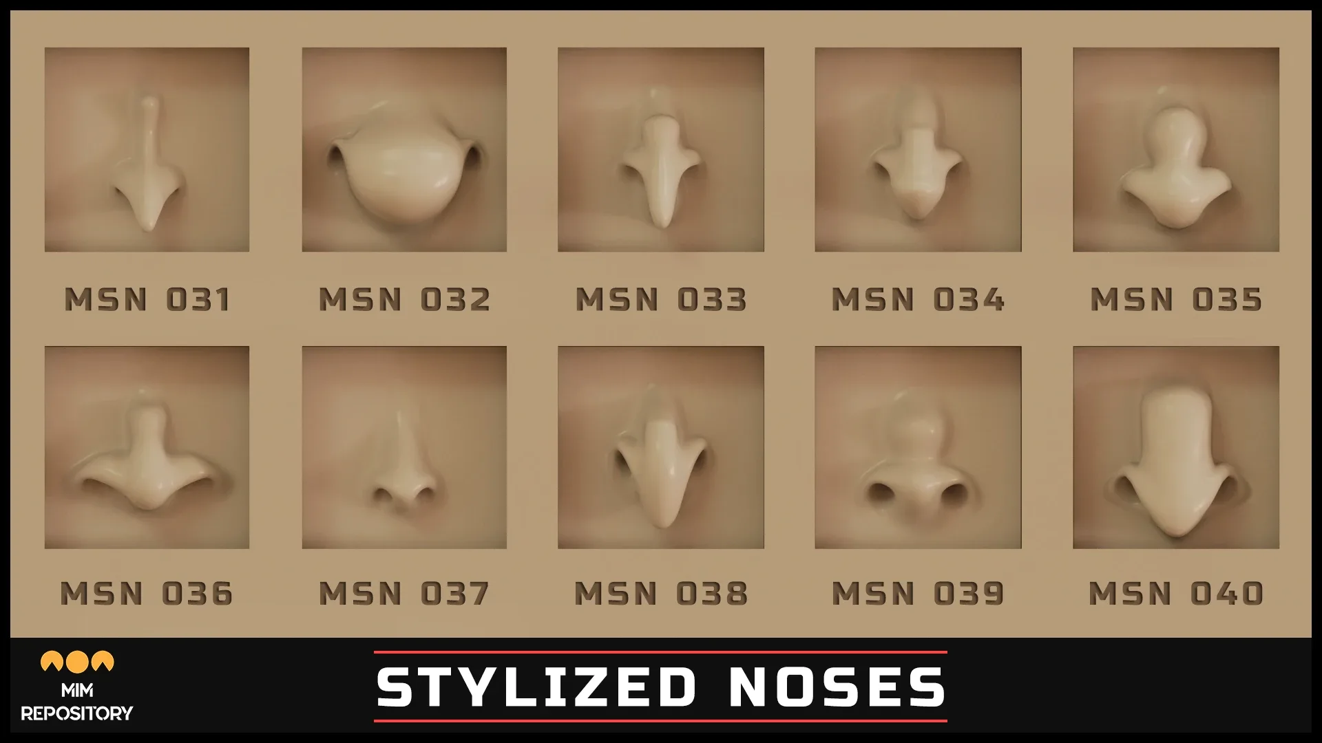 100 ZBrush VDM Stylized nose brushes