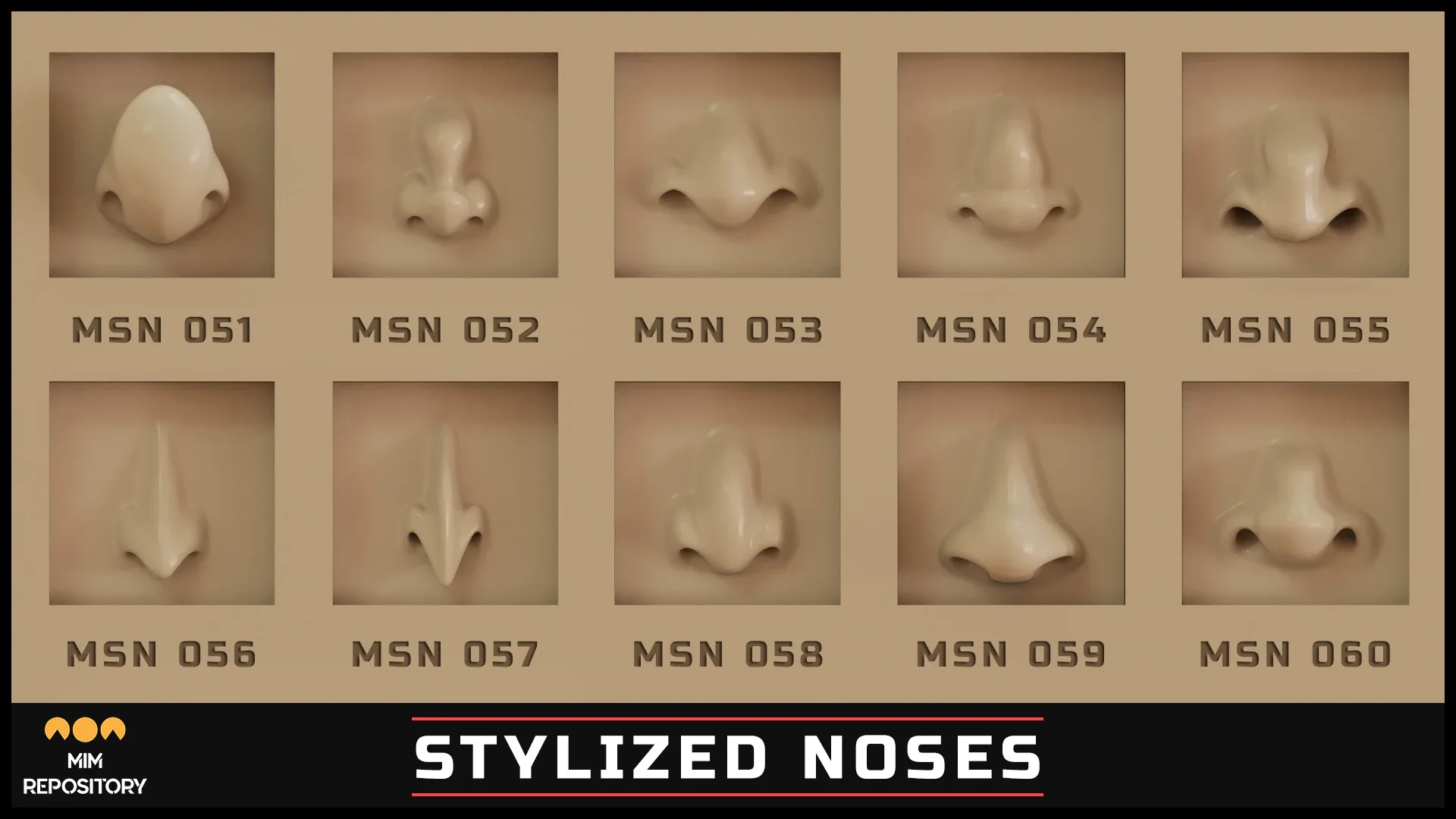 100 ZBrush VDM Stylized nose brushes