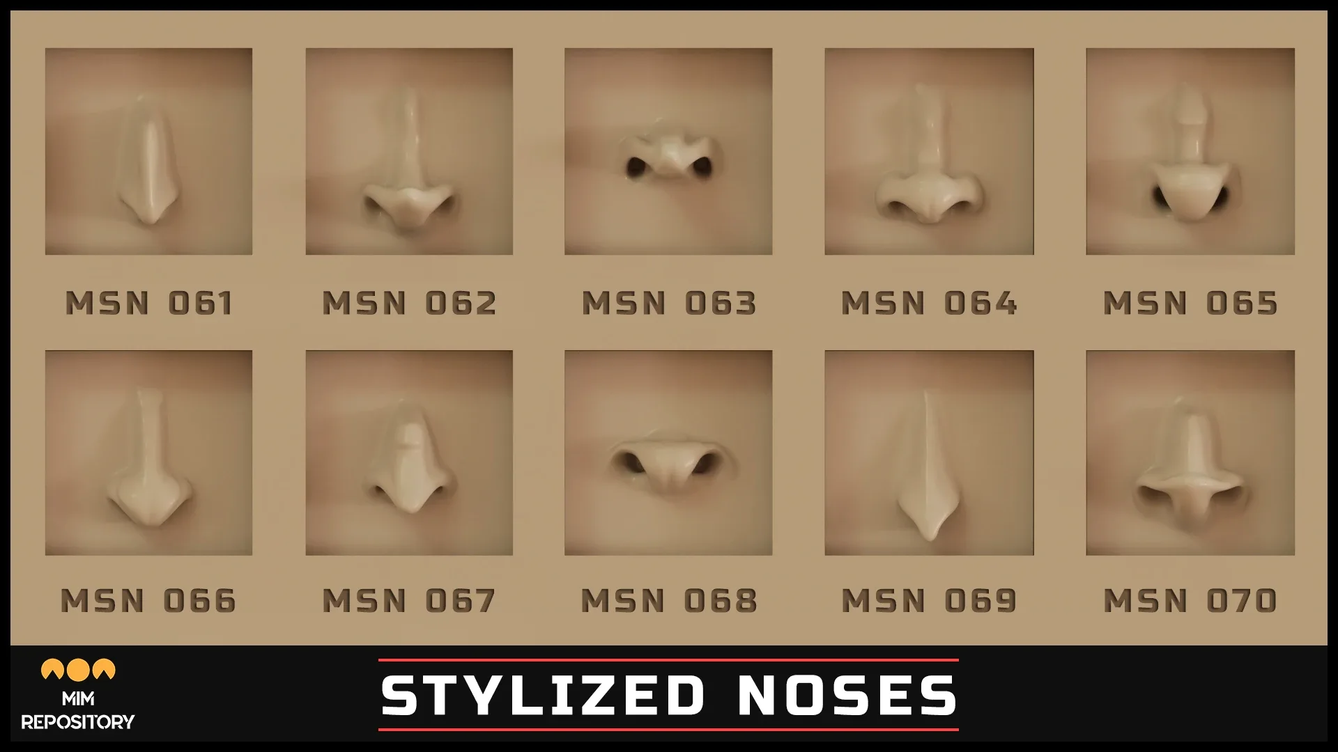 100 ZBrush VDM Stylized nose brushes