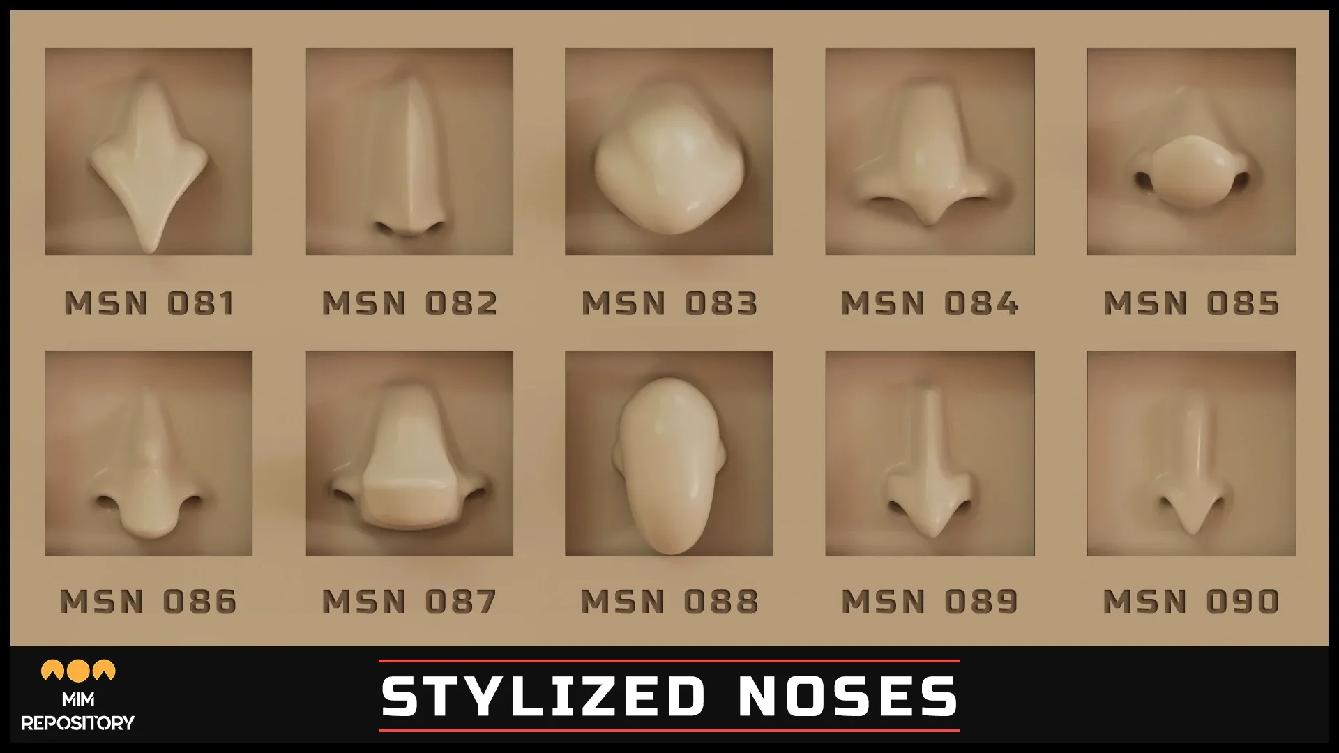 100 ZBrush VDM Stylized nose brushes