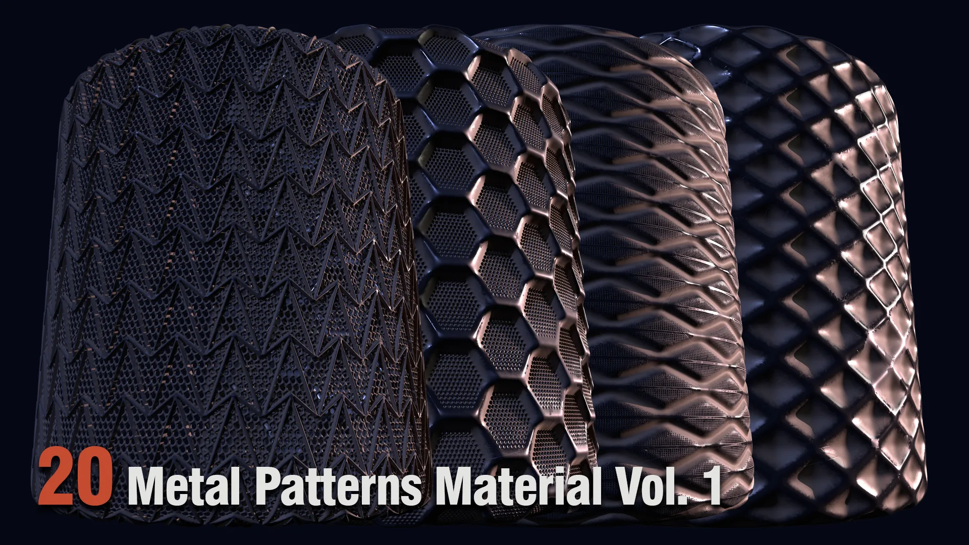 20 Metal Patterns PBR Material Vol. 1