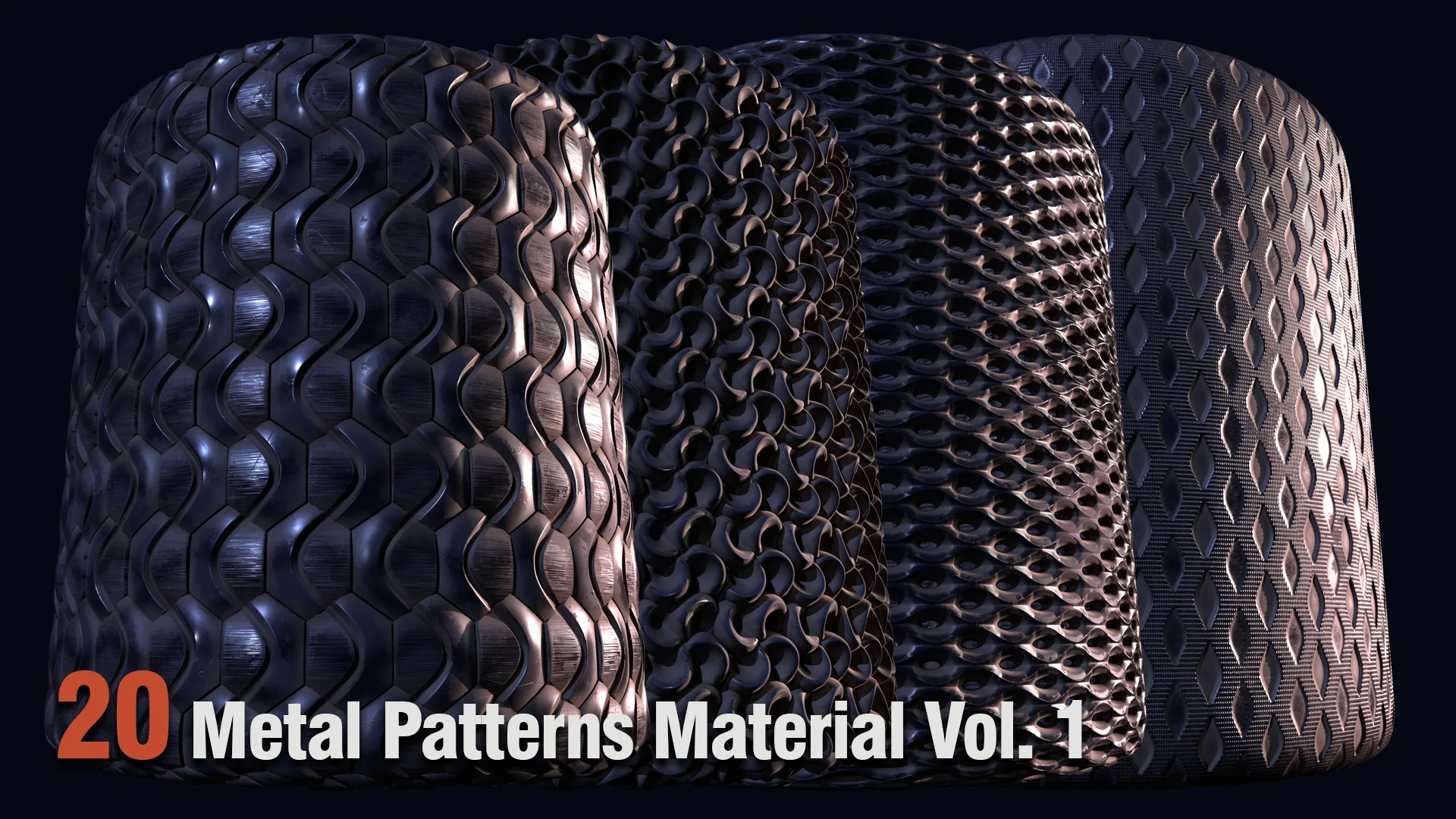 20 Metal Patterns PBR Material Vol. 1