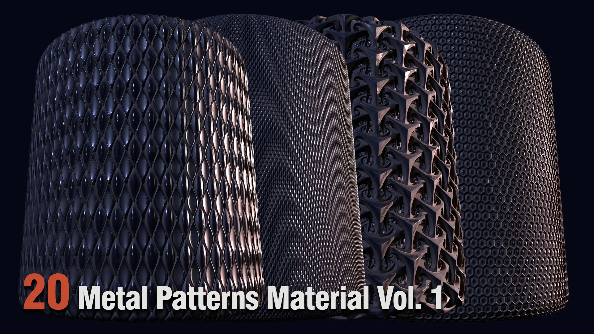 20 Metal Patterns PBR Material Vol. 1