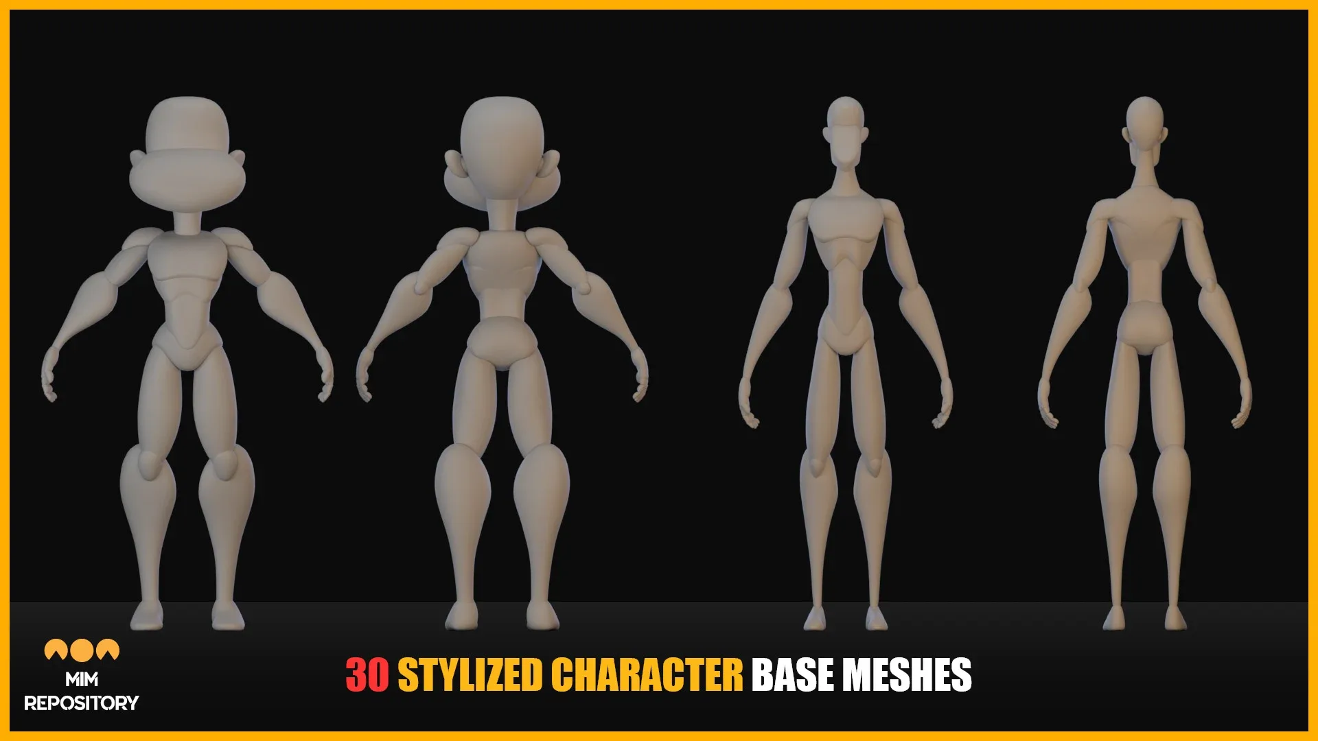 30 Stylized Character Base Meshes